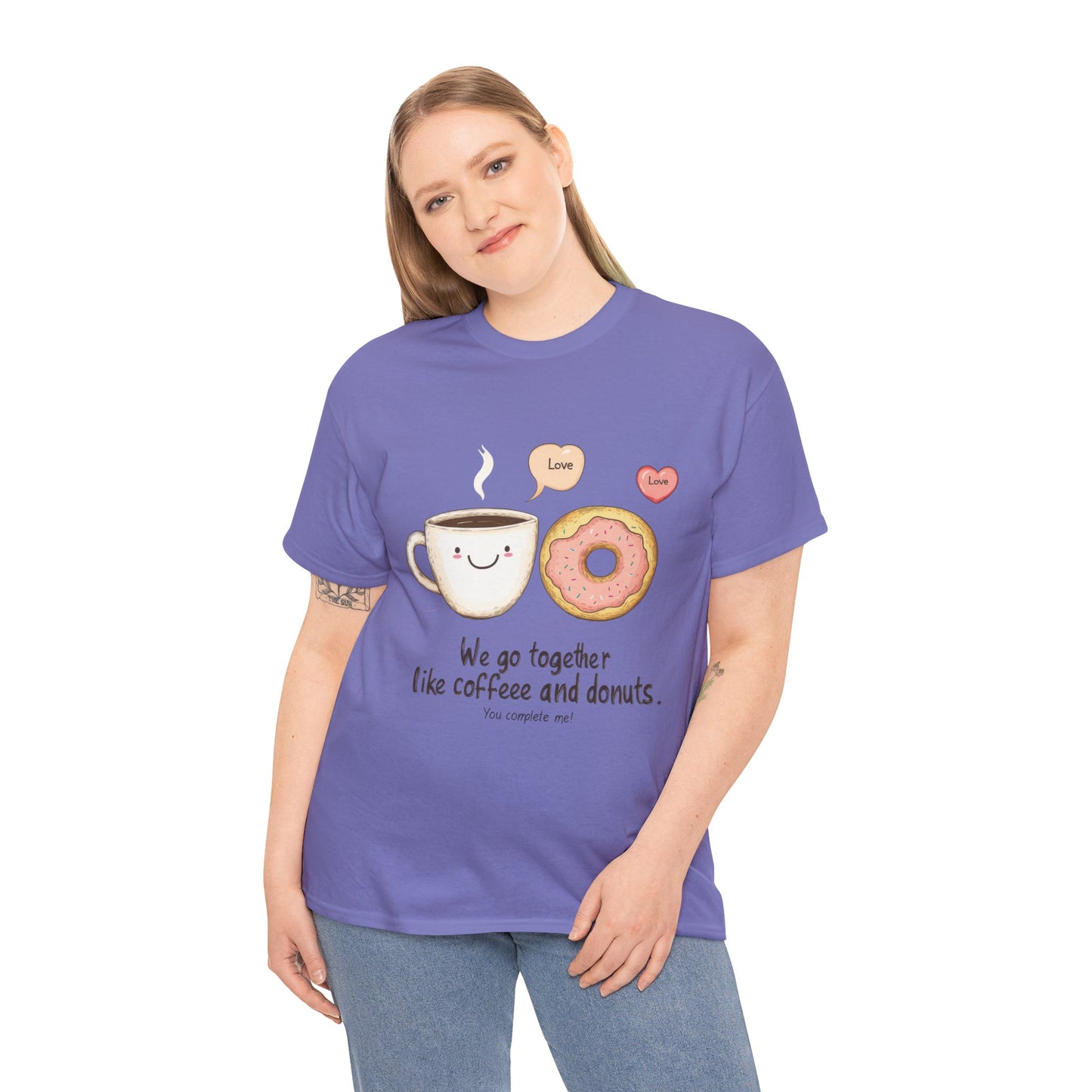 Cute Coffee and Donut Love T-Shirt, Funny Couple Quote, Kawaii Breakfast Graphic Shirt, Gift for Coffee Lovers, Gift for Valentine's Day