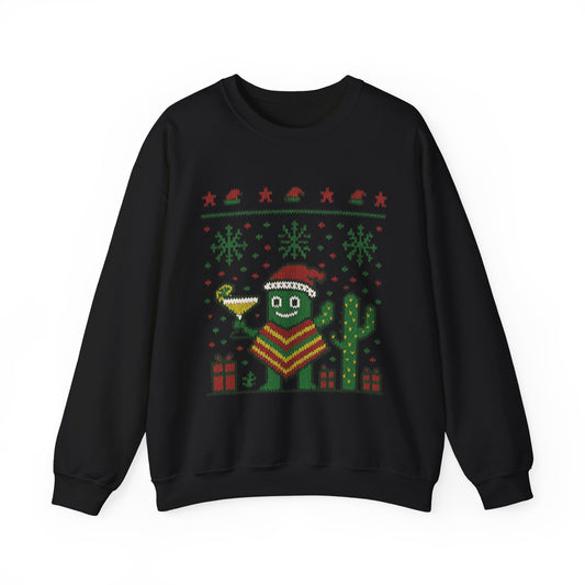 Festive Cactus Christmas Women's Sweatshirt, Funny Santa Hat Holiday Pullover, Women's Heavy Blend™ Crewneck Sweatshirt