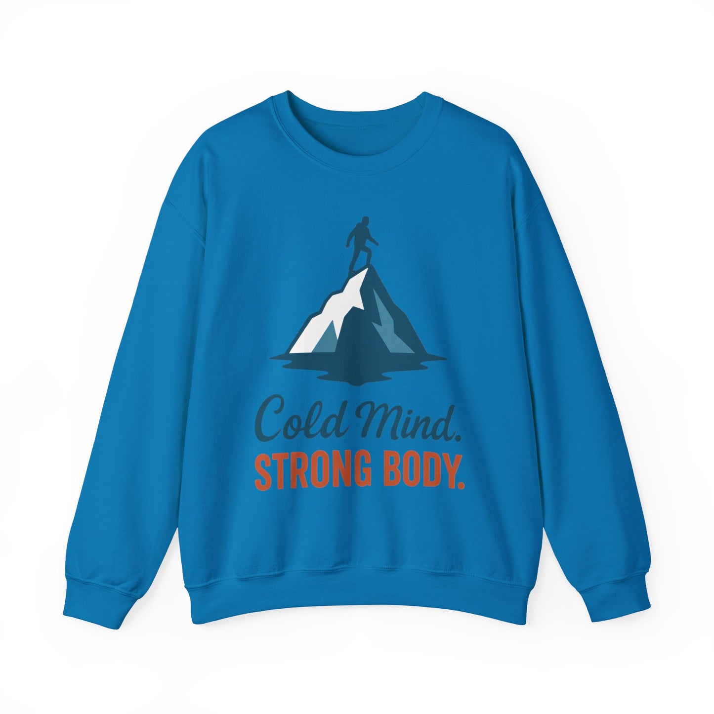 Men's Heavy Blend™ Crewneck Sweatshirt, Cold Mind Strong Body Sweatshirt, Nordic Mountain Minimalist Pullover