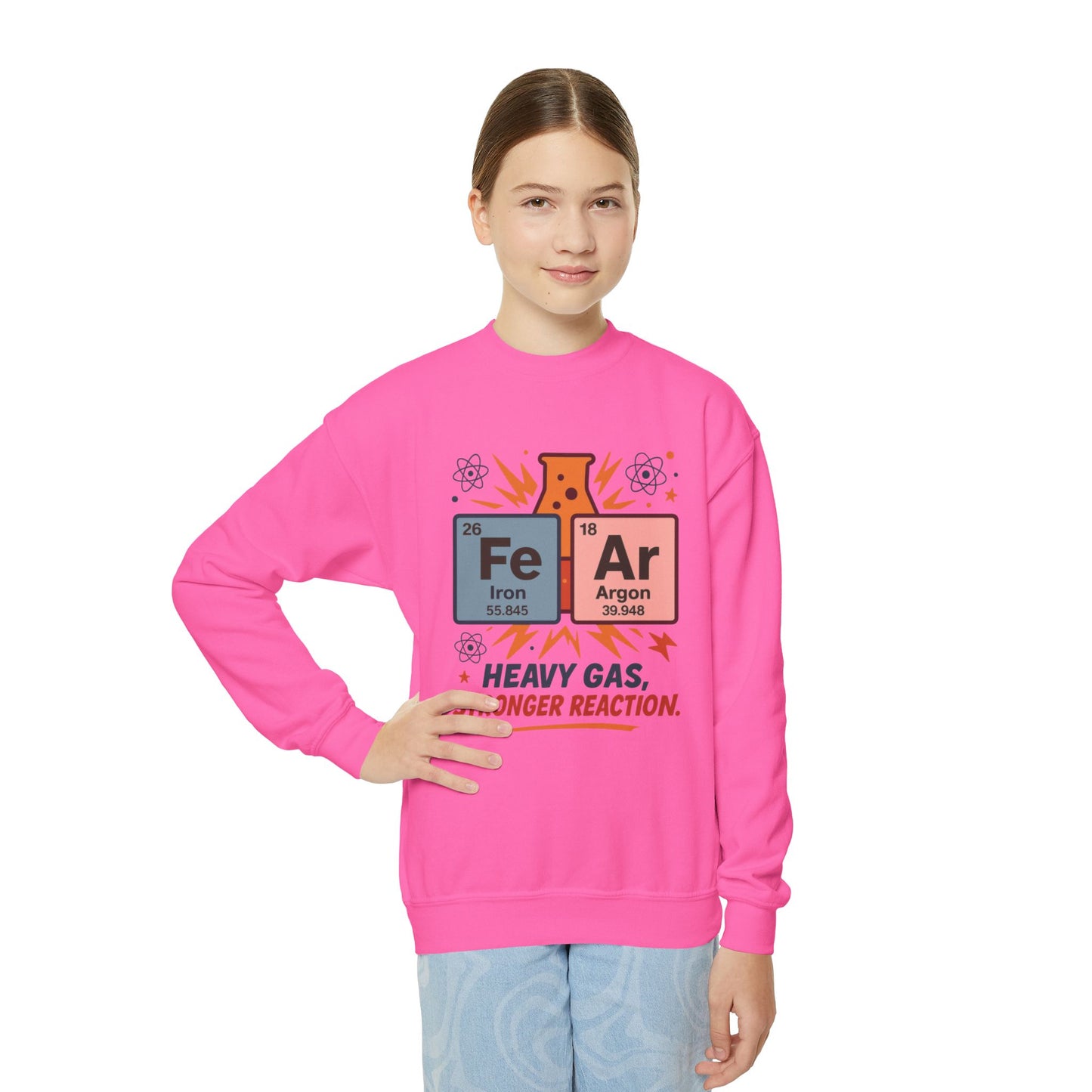 Youth Science Sweatshirt for Kids, Funny Chemistry Gift, Heavy Gas Reaction Crewneck, Science Class Apparel, Educational Sweater