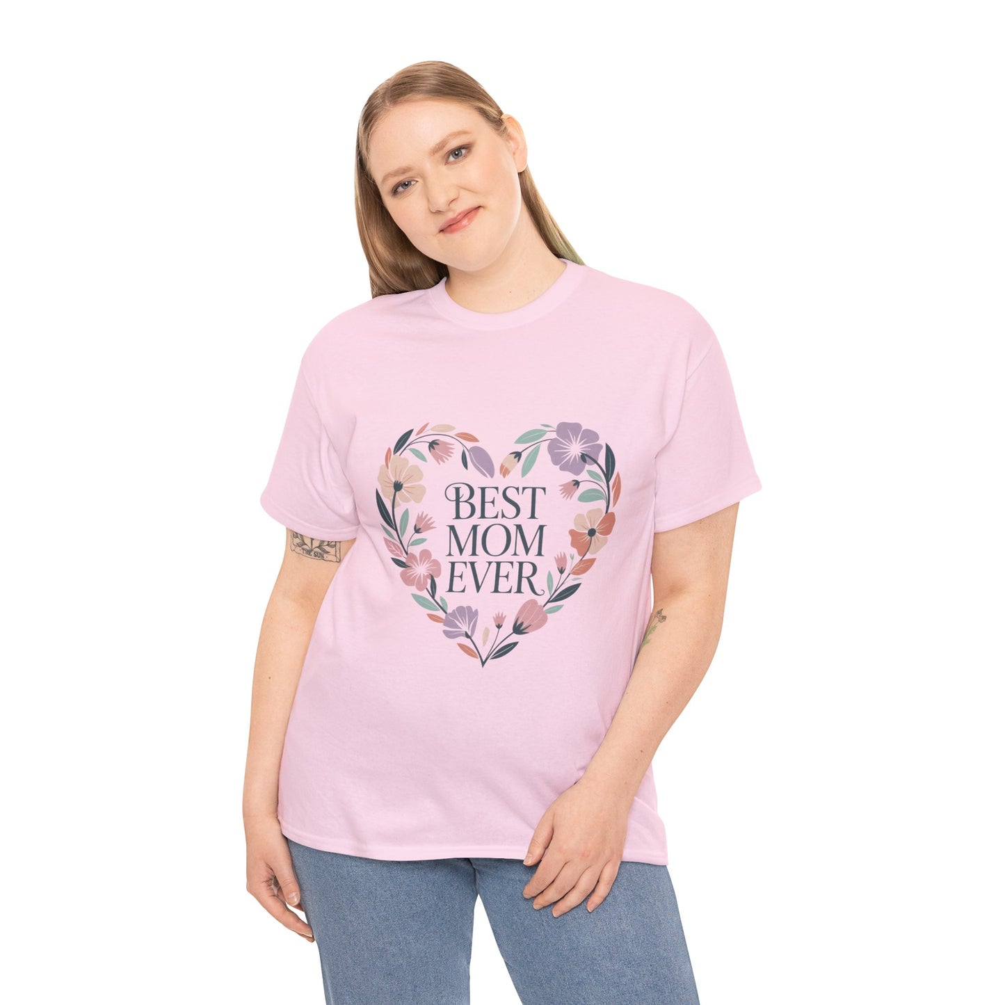 Floral Best Mom Ever Tee, Mother's Day Gift, Mom Appreciation Gift, Floral Heart Cotton Tee