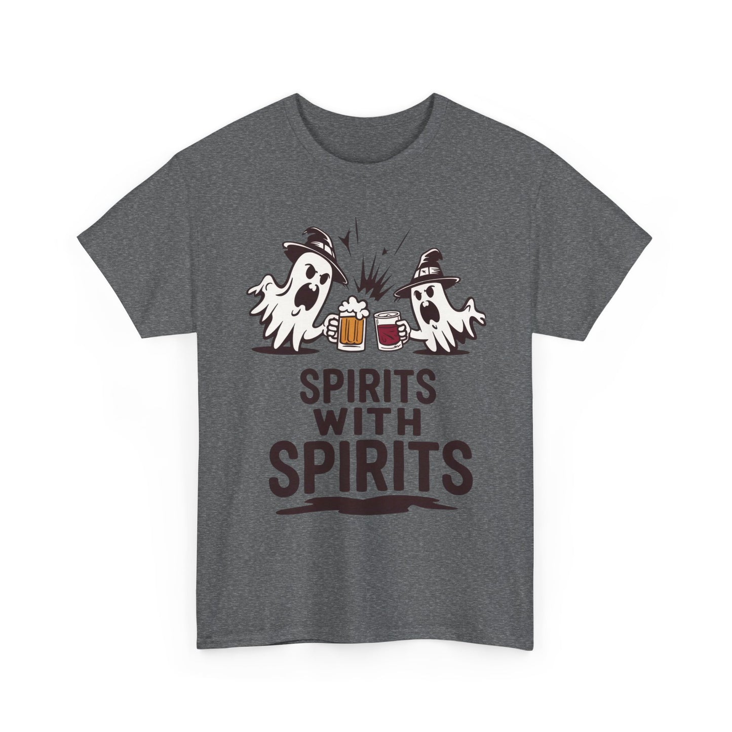 Spirits With Spirits Men's T-Shirt, Funny Ghost Drinking Halloween Party Graphic Tee