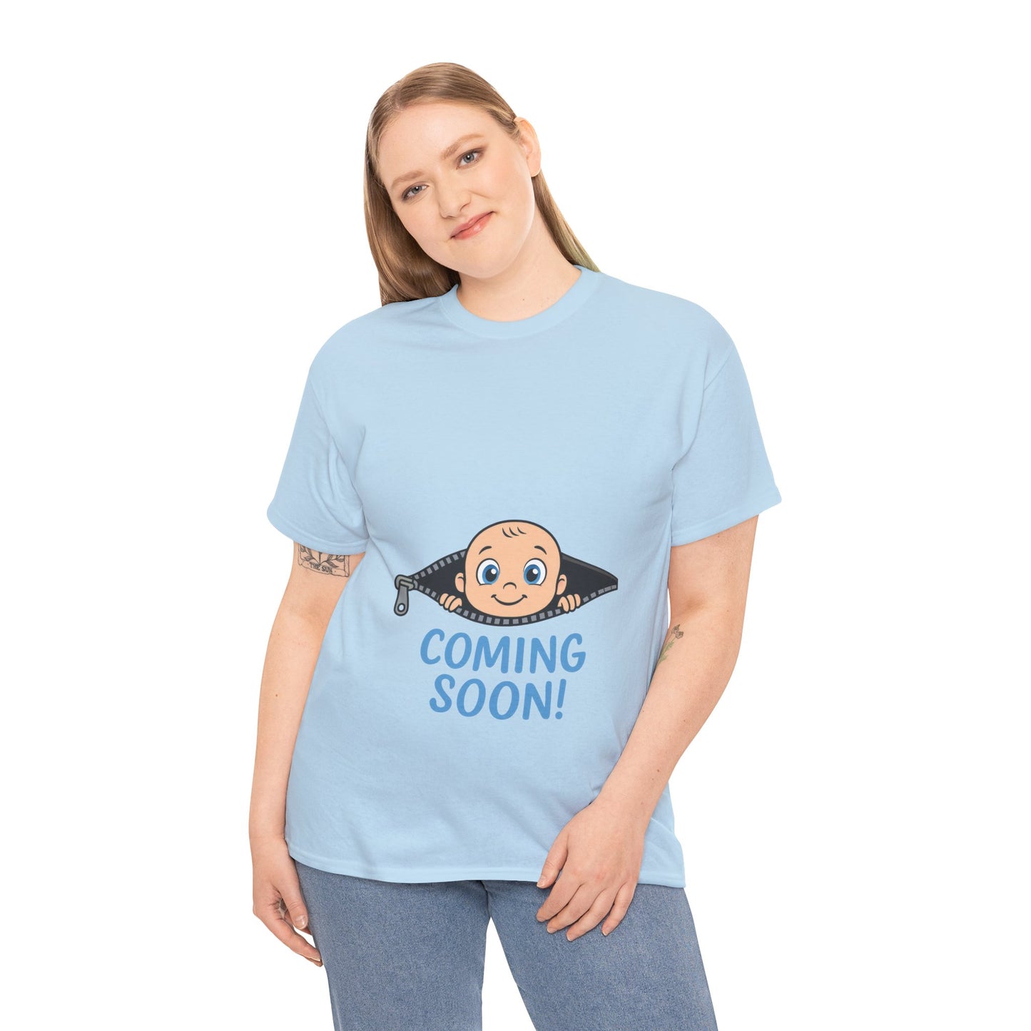 Coming Soon Maternity T-Shirt, Cute Baby Boy Pregnancy Announcement Shirt, Funny Expecting Mom Gift, Gender Reveal Tee, Baby Shower Top