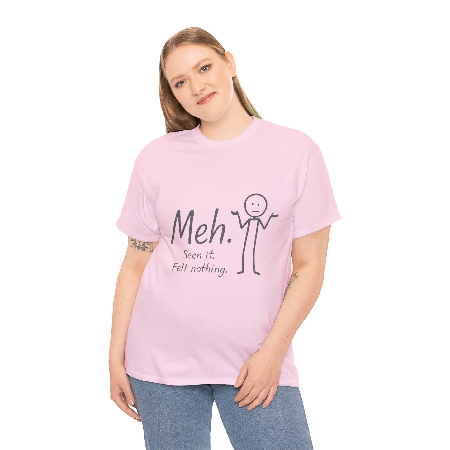 Funny Women's Heavy Cotton Tee, 'Meh' Graphic Shirt, Perfect Gift for Sarcastic Friends, Casual Wear, Birthdays, Everyday Humor, Comfy Tee