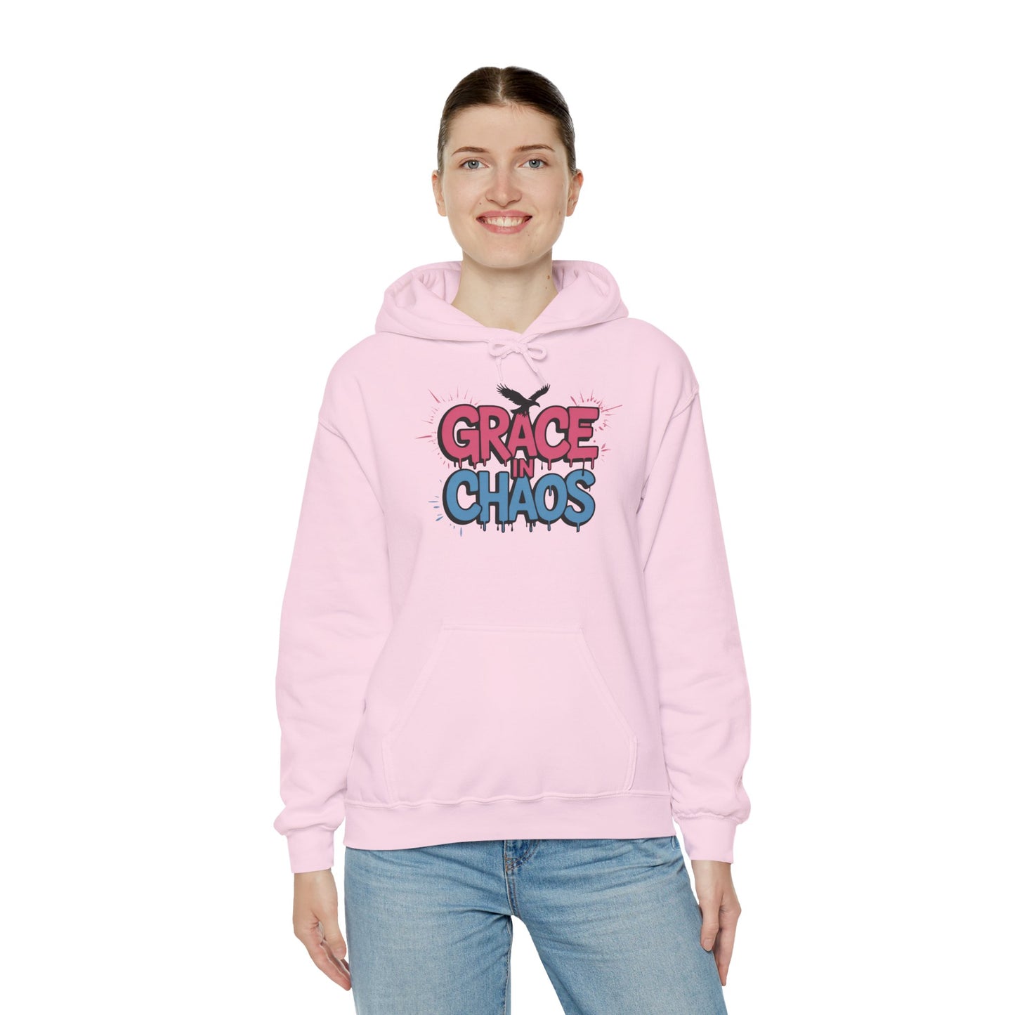 Women's Hoodie Grace in Chaos, Graffiti Dripping Street Art Urban Hoodie, Bold Graphic Pullover