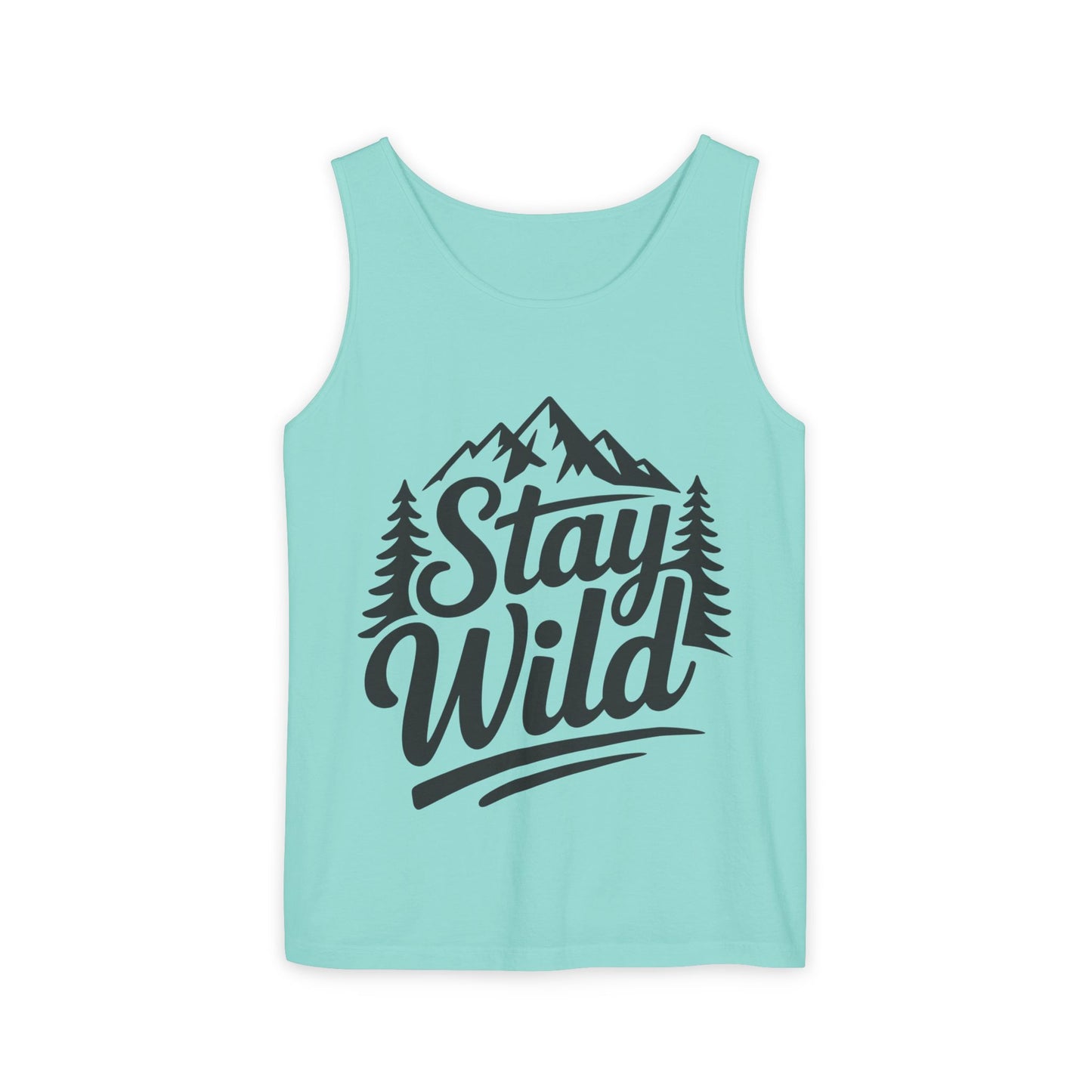 Stay Wild Garment-Dyed Mens Tank Top, Boho Summer Top, Adventure Shirt, Nature Lover Apparel, Gift for Hikers, Outdoor Clothing