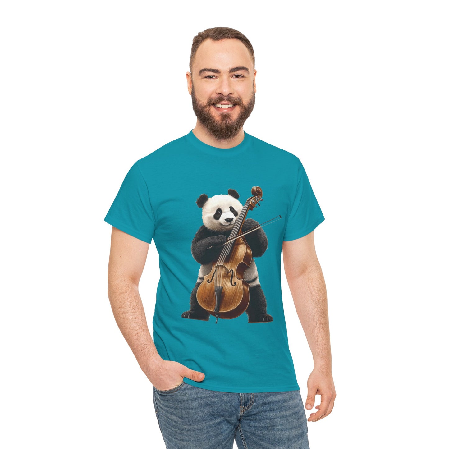 Panda Musician Tee - Cute Animal Graphic Shirt for Music Lovers, Gift for Panda Fans, Unique Concert Outfit, Casual Wear, Cellist Panda