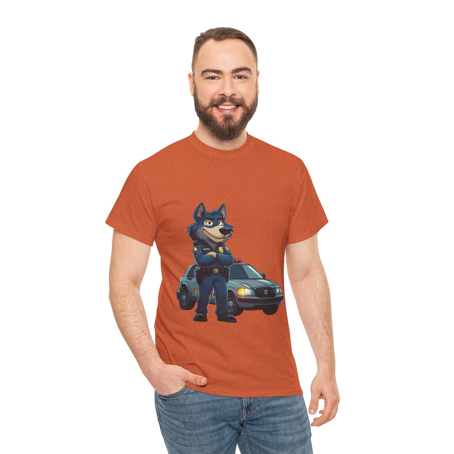 Cool Police Wolf Cartoon Shirt, Funny Cop Animal Graphic Tee, Law Enforcement Gift T-Shirt, Tee for Dog Lovers, Gifts for Police Week