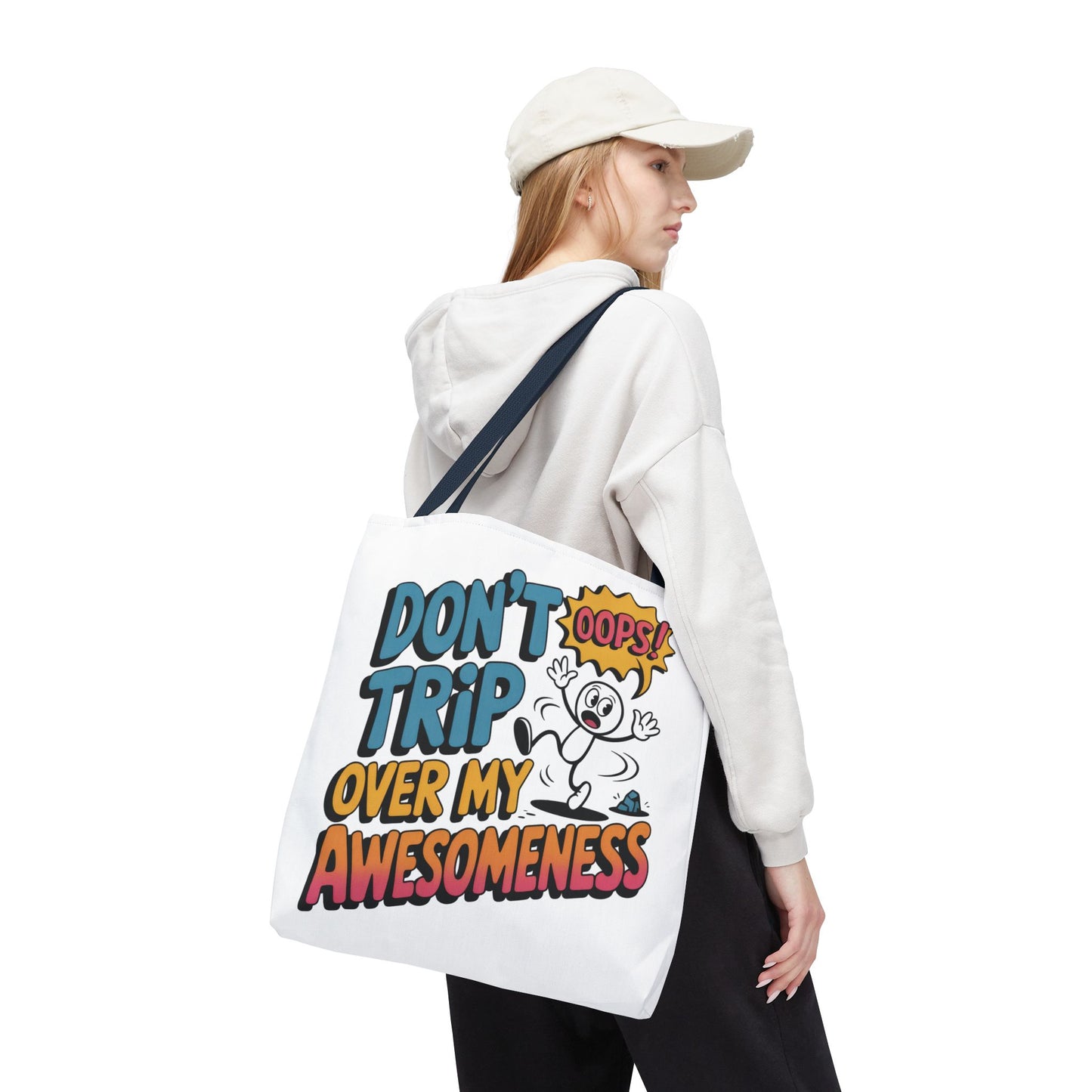 Funny Tote Bag - "Don't Trip Over My Awesomeness" - Perfect for Gifts, Beach Days, Shopping, & More!, , Large Tote Bag, beach weekender bag