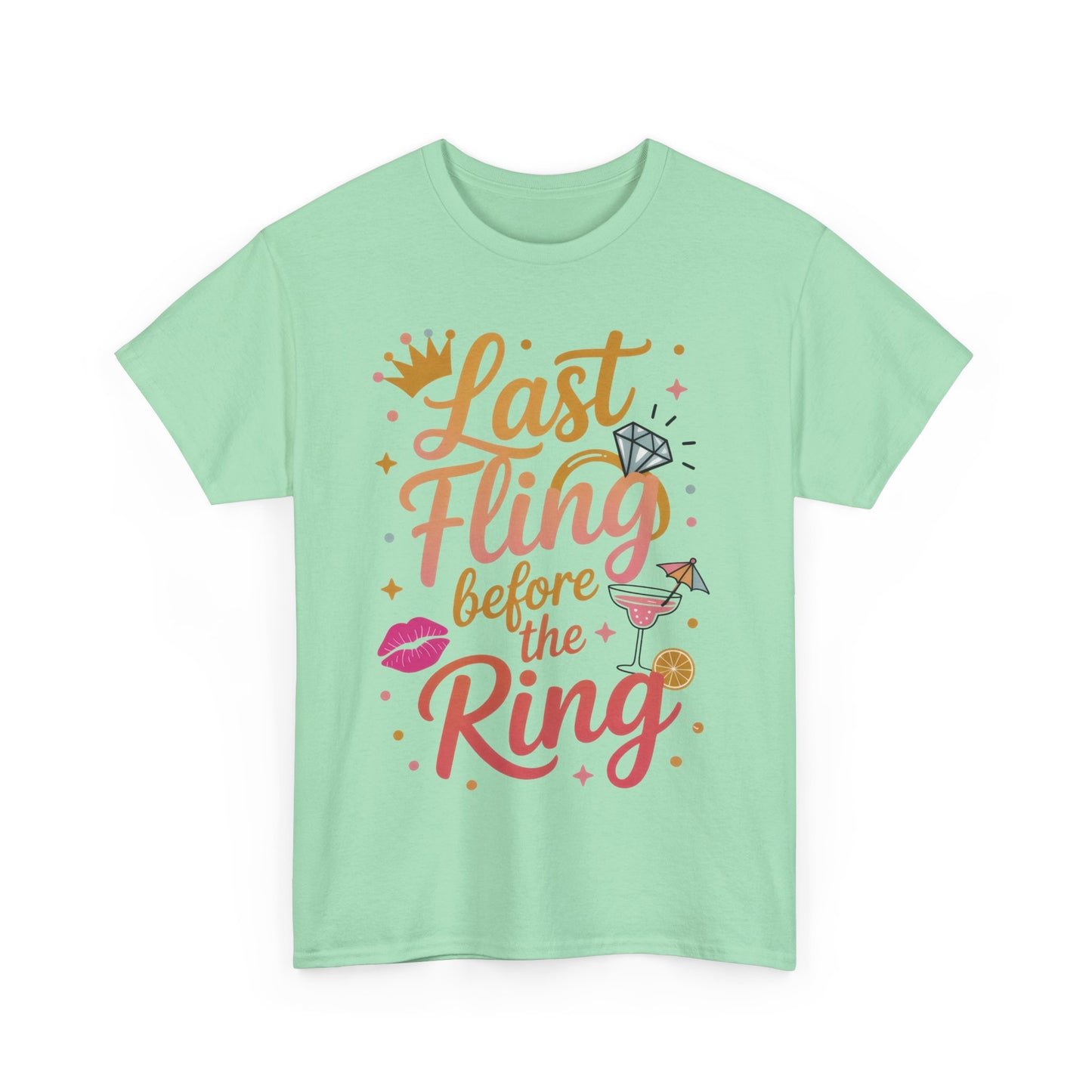 Last Fling Before the Ring T-Shirt, Bachelorette Party Tee, Bridesmaid Wedding Tee, Hen Party Matching Top, Bridal Shower, Bridesmaids Gift
