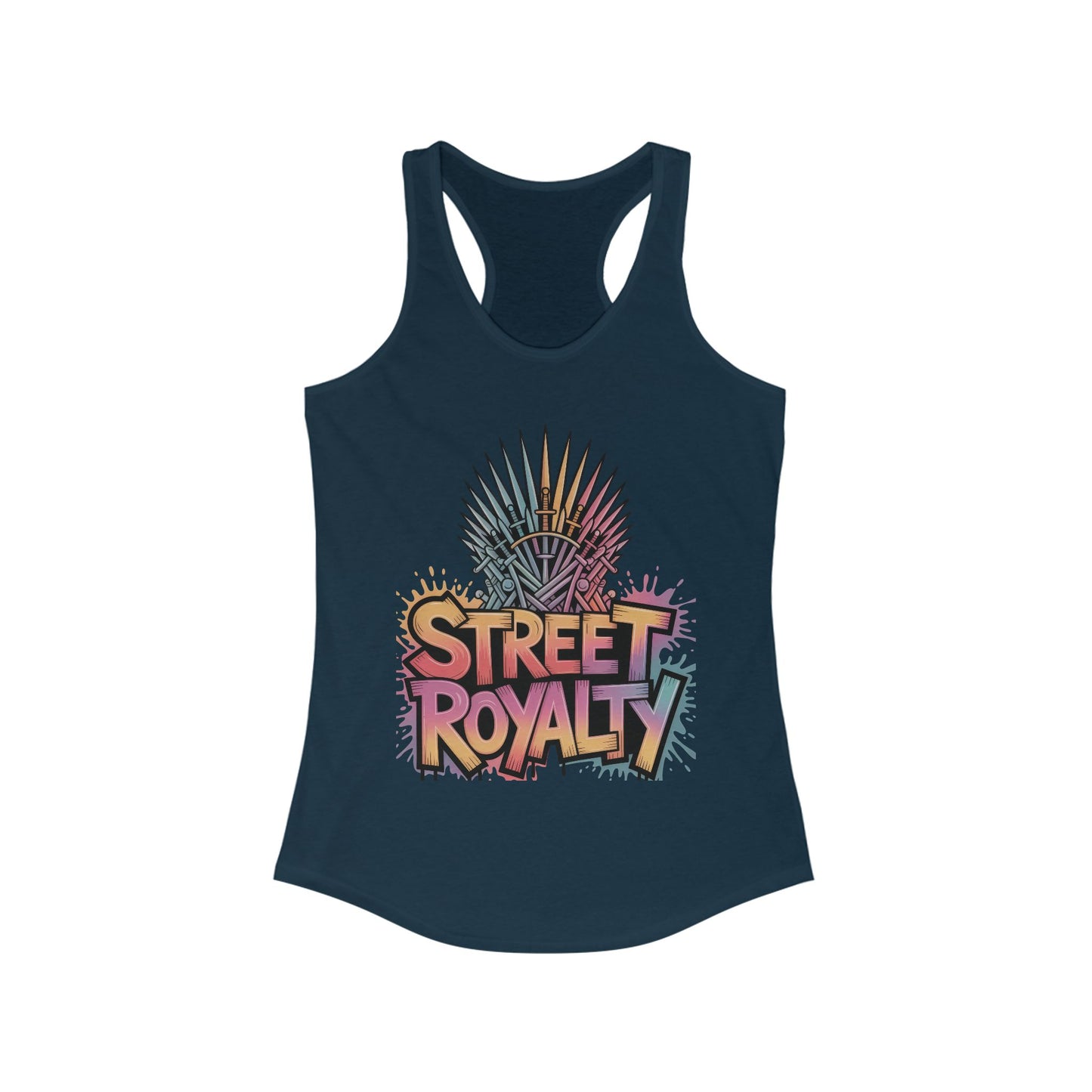 Women's Ideal Racerback Tank, Street Royalty Women's Tank Top, Graffiti Crown Graphic Shirt, Urban Streetwear Sleeveless Skater Girl Top
