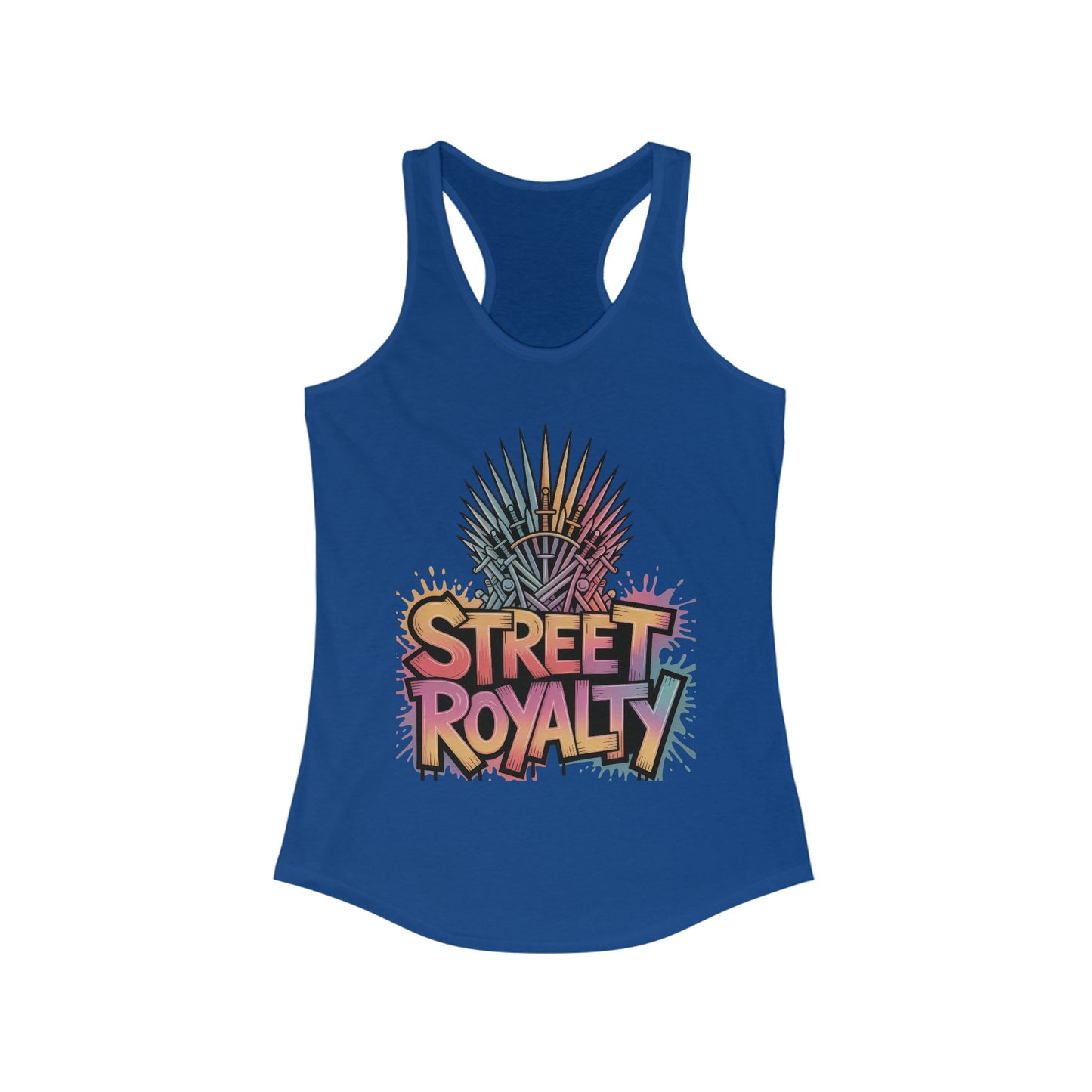 Women's Ideal Racerback Tank, Street Royalty Women's Tank Top, Graffiti Crown Graphic Shirt, Urban Streetwear Sleeveless Skater Girl Top