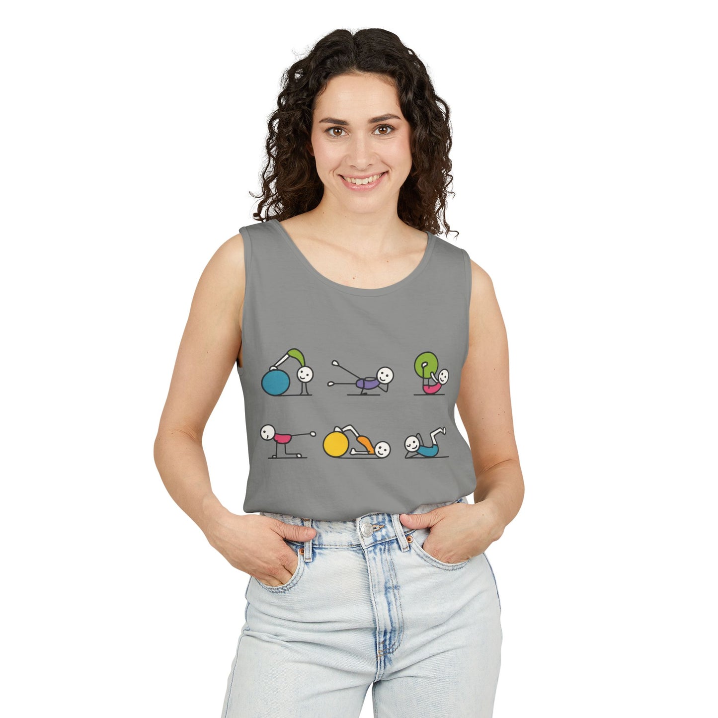 Womens Garment-Dyed Tank Top, Fit Fun Pilates Womens Tank Top, Cute Workout Shirt, Funny Yoga Gym Top for Women