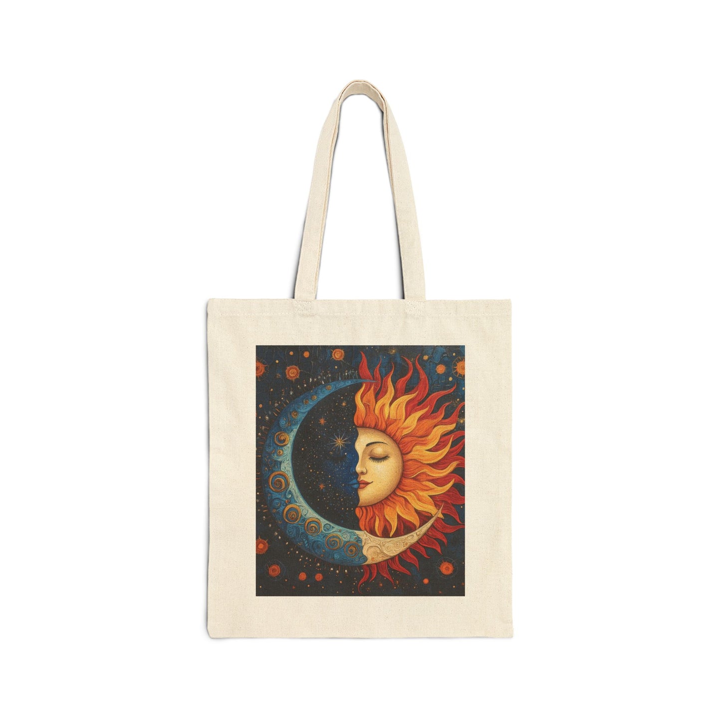 Sun and Moon Cotton Canvas Tote Bag, Eco-Friendly Tote, Boho Chic Bag, Nature Lover Gift, Astrology Tote, Reusable Grocery Bag