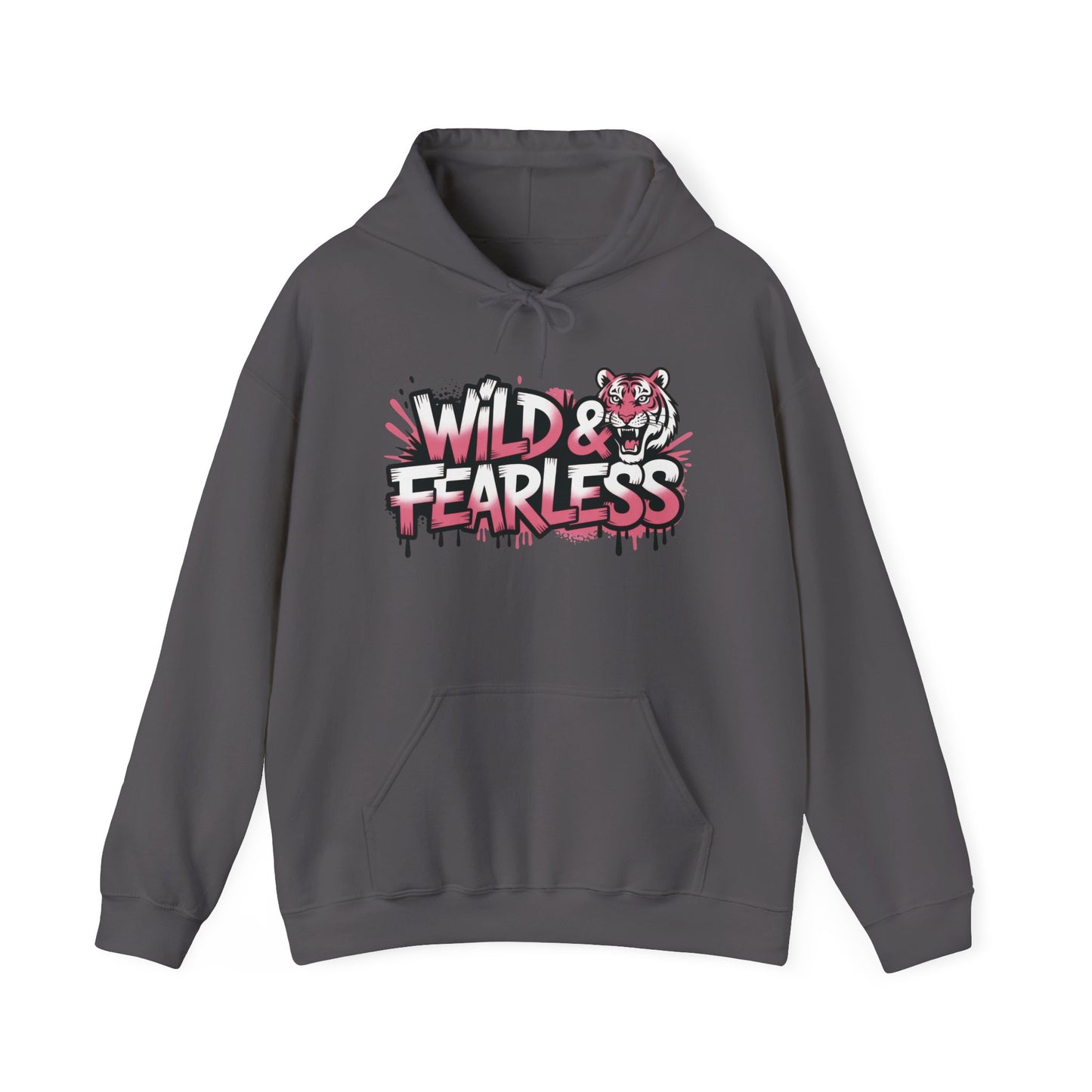 Women's Hoodie Wild & Fearless, Tiger Graffiti Graphic Pullover, Bold Urban Streetwear Hoodie