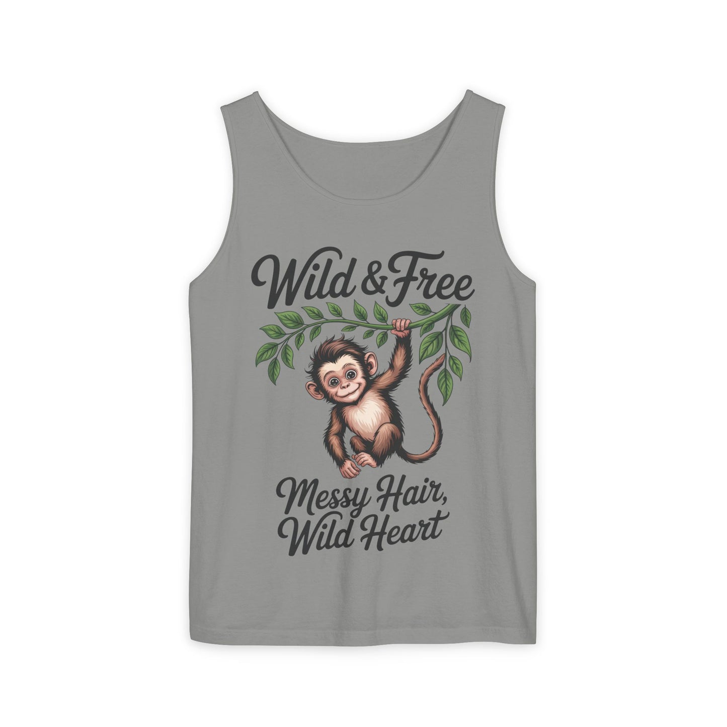 Wild & Free Monkey Tank Top, Messy Hair Wild Heart Womens Tank, Cute Jungle Animal Shirt, Boho Adventure Tank, Fun Nature Lover Gift
