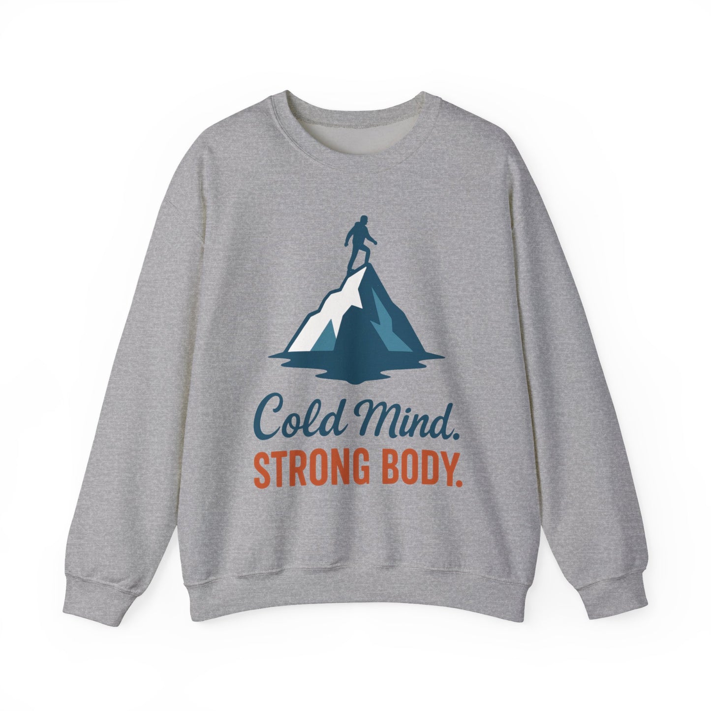 Men's Heavy Blend™ Crewneck Sweatshirt, Cold Mind Strong Body Sweatshirt, Nordic Mountain Minimalist Pullover