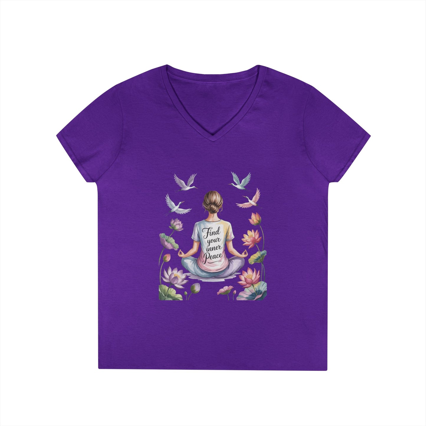 Mindful V-Neck T-Shirt, Inspirational Tee, Yoga Shirt, Self-Care Apparel, Gift for Her, Casual Wear, Find Your Inner Peace