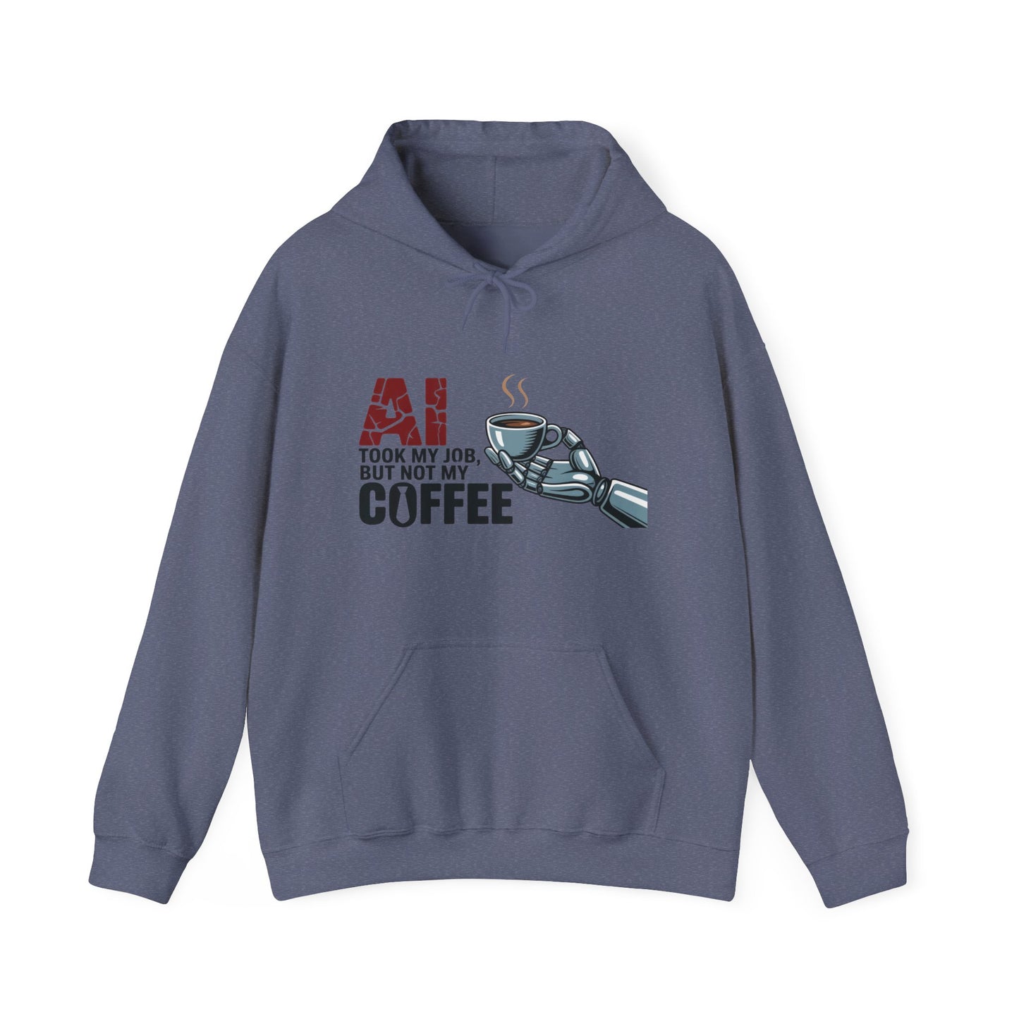 AI Coffee Hoodie, Funny Robot Humor Pullover, Geek Job Joke Sweatshirt Gift, Men's Heavy Blend™ Hooded Sweatshirt, Sarcastic Work Shirt