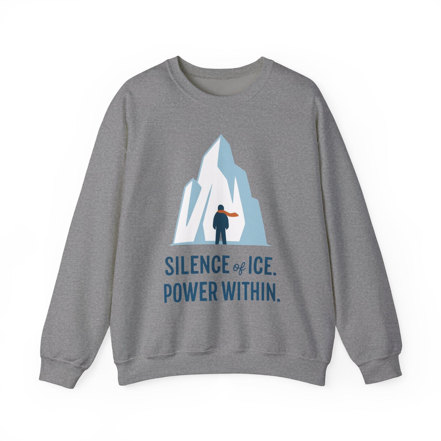 Men's Heavy Blend™ Crewneck Sweatshirt, Silence of Ice Power Within Sweatshirt, Nordic Iceberg Minimalist Pullover