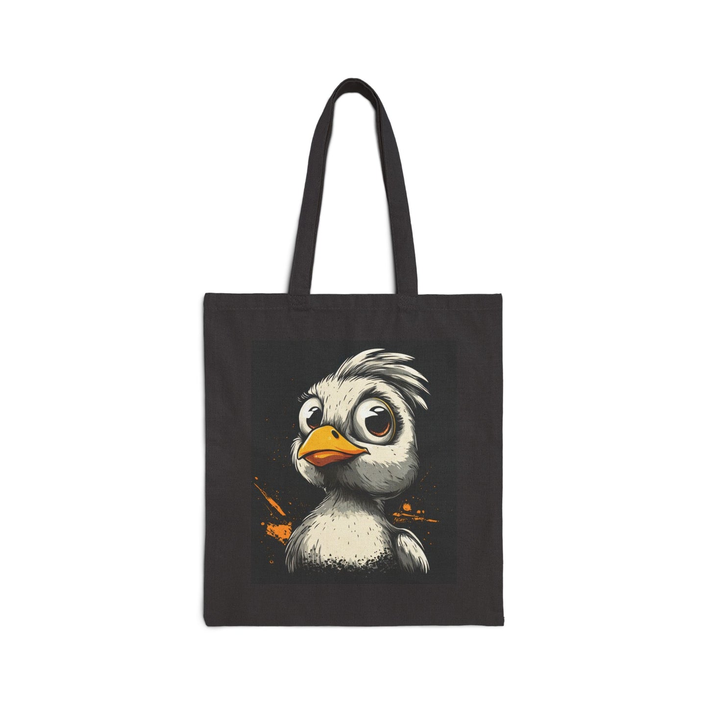 Cool Cartoon Bird Tote Bag, Funny Grumpy Duck Character Street Art Style, Bold Graphic Animal Print Canvas Bag, Cute Bird Art
