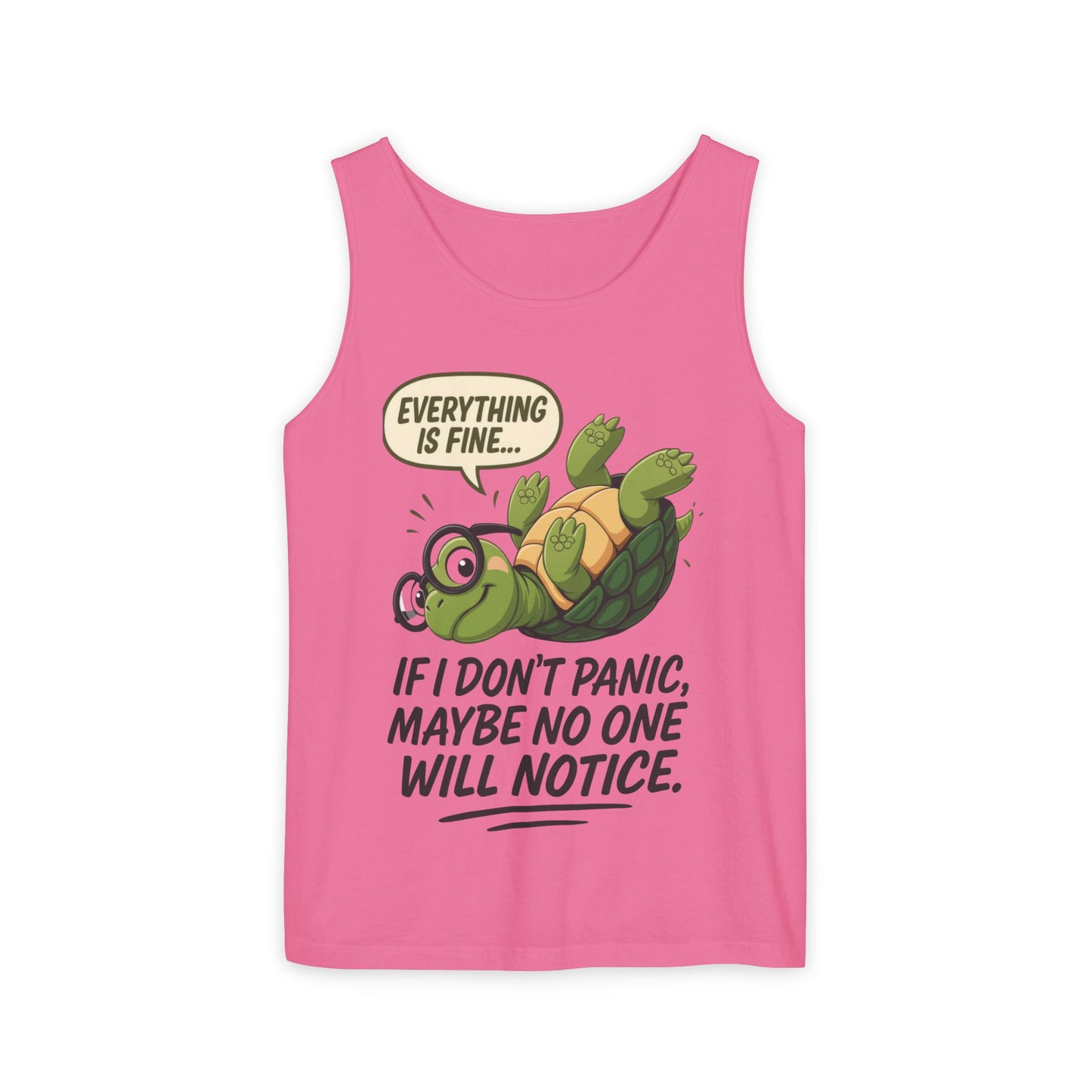 Funny Turtle Womens Tank Top, Everything is Fine, Womens Summer Apparel, Relaxed Fit, Pool Party, Beachwear, Humorous Gift
