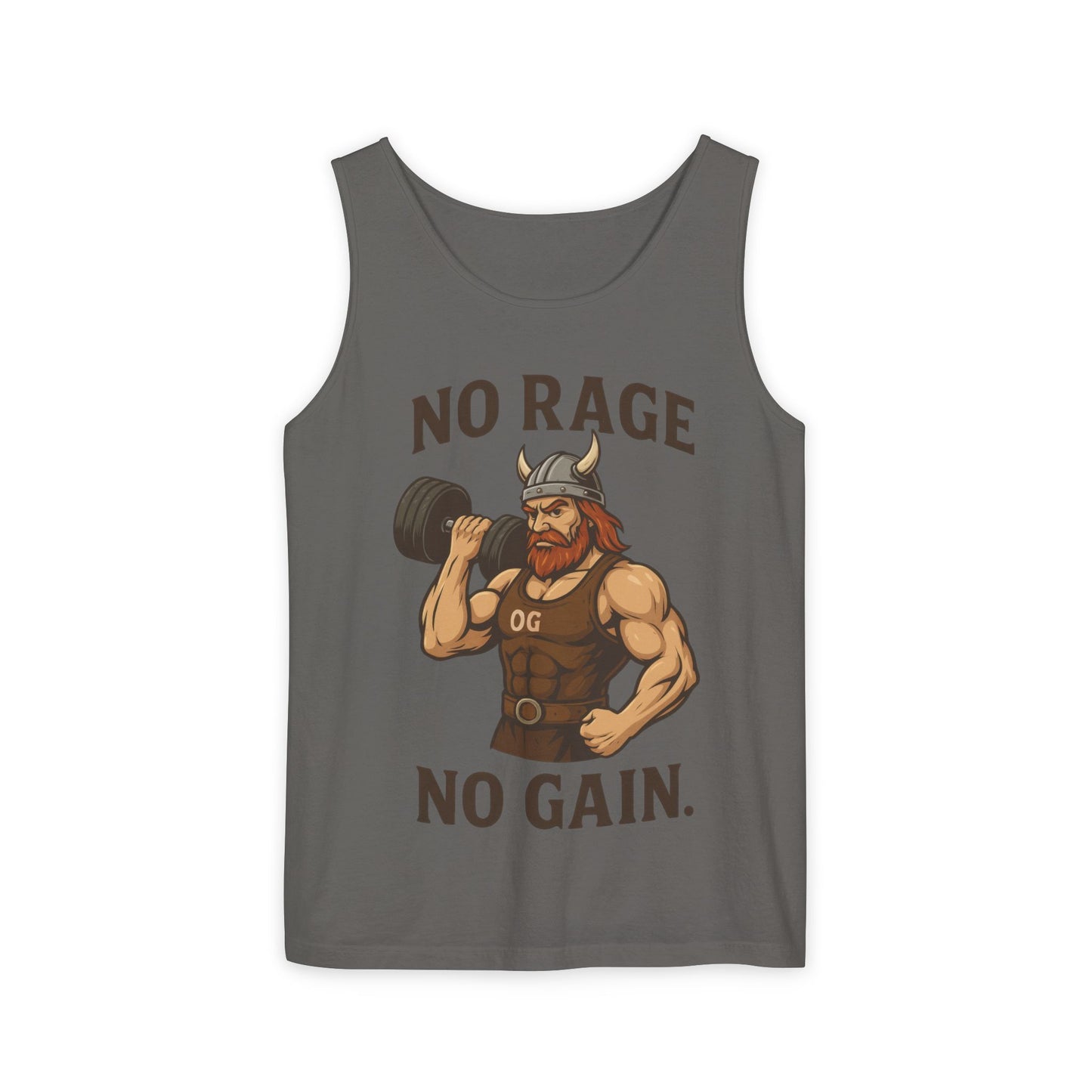 No Rage No Gain Viking Gym Tank Top, Funny Muscle Workout Tee, Barbarian Fitness Tank for Men, Gym Wear, Workout Gear, Casual Summer Outfit