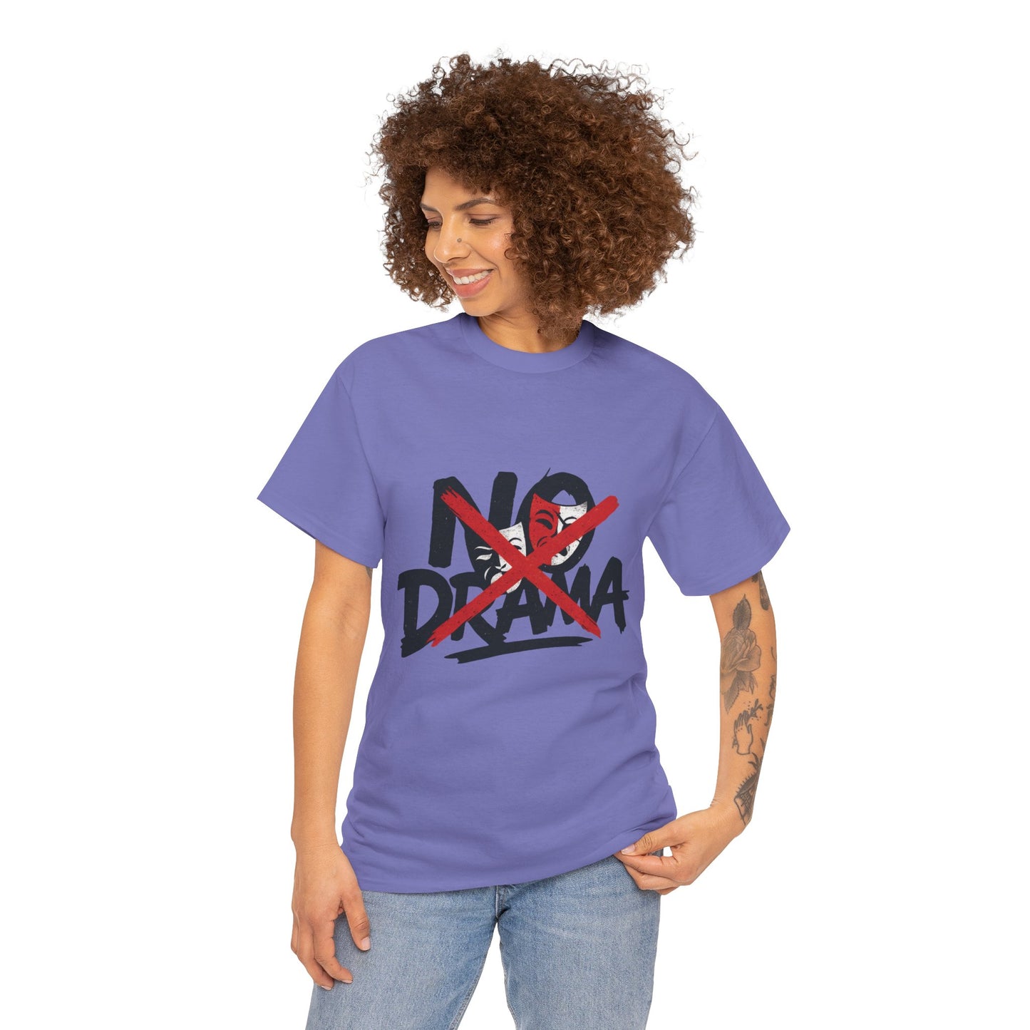No Drama Unisex Heavy Cotton Tee, Casual Shirt, Gift for Friends, Relaxed Fit, Comfort Wear, Everyday Style