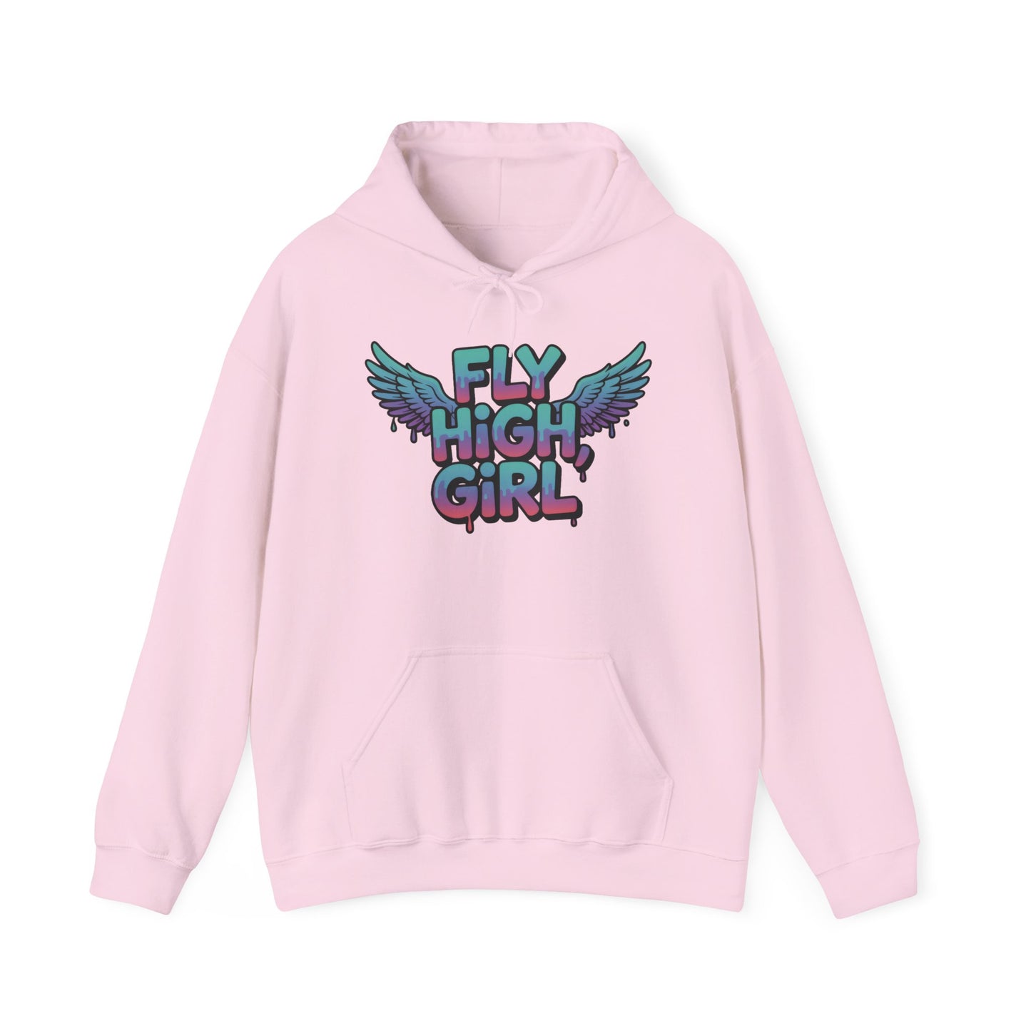 Women's Hoodie Fly High Girl, Angel Wings Graffiti Drip Graphic Pullover, Streetwear Hoodie