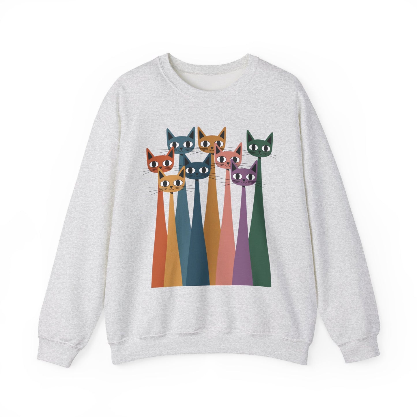 Colorful Cat Sweatshirt, Cozy Crewneck, Cat Lover Gift, Unisex Sweatshirt, Cute Animal Apparel, Fun Gift for Cat Owners