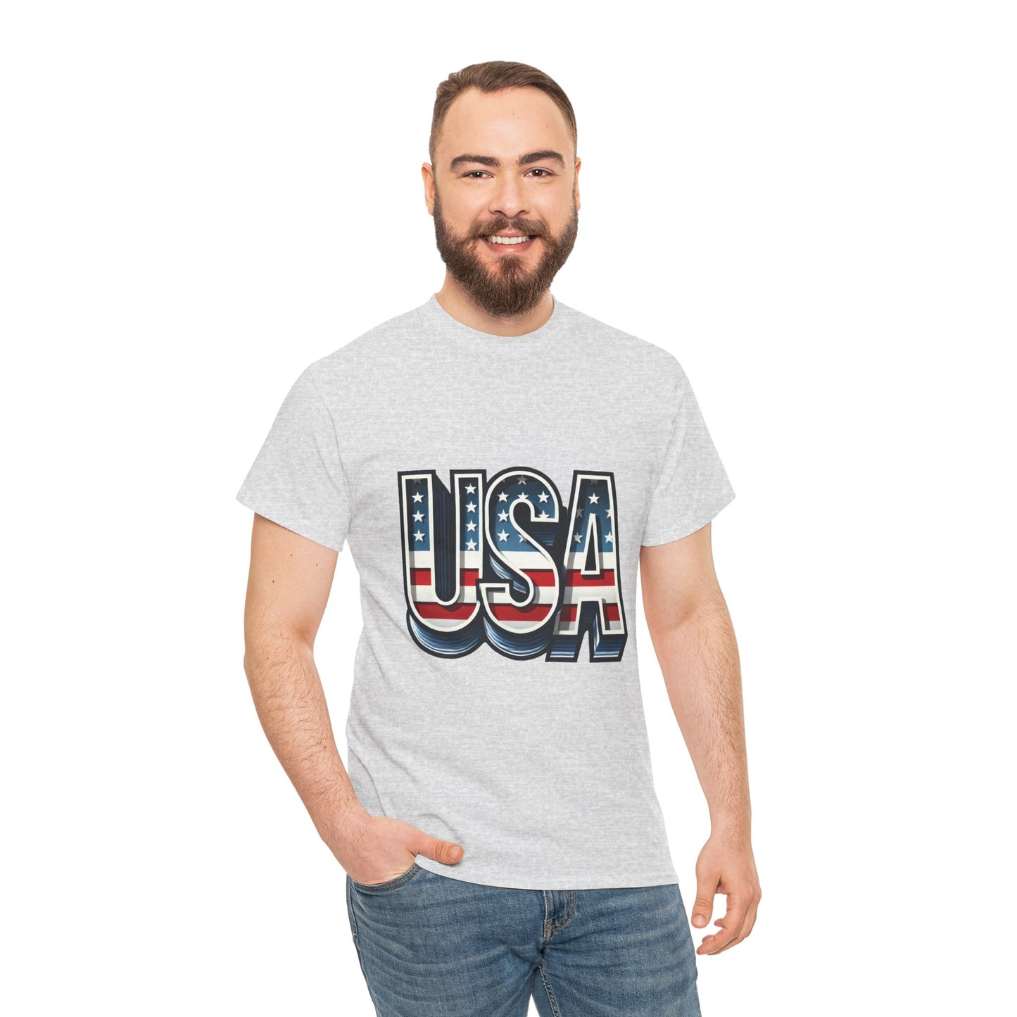 USA Patriotic Unisex Heavy Cotton Tee, American Pride Shirt, July 4th T-Shirt, Independence Day Apparel, Casual Summer Top