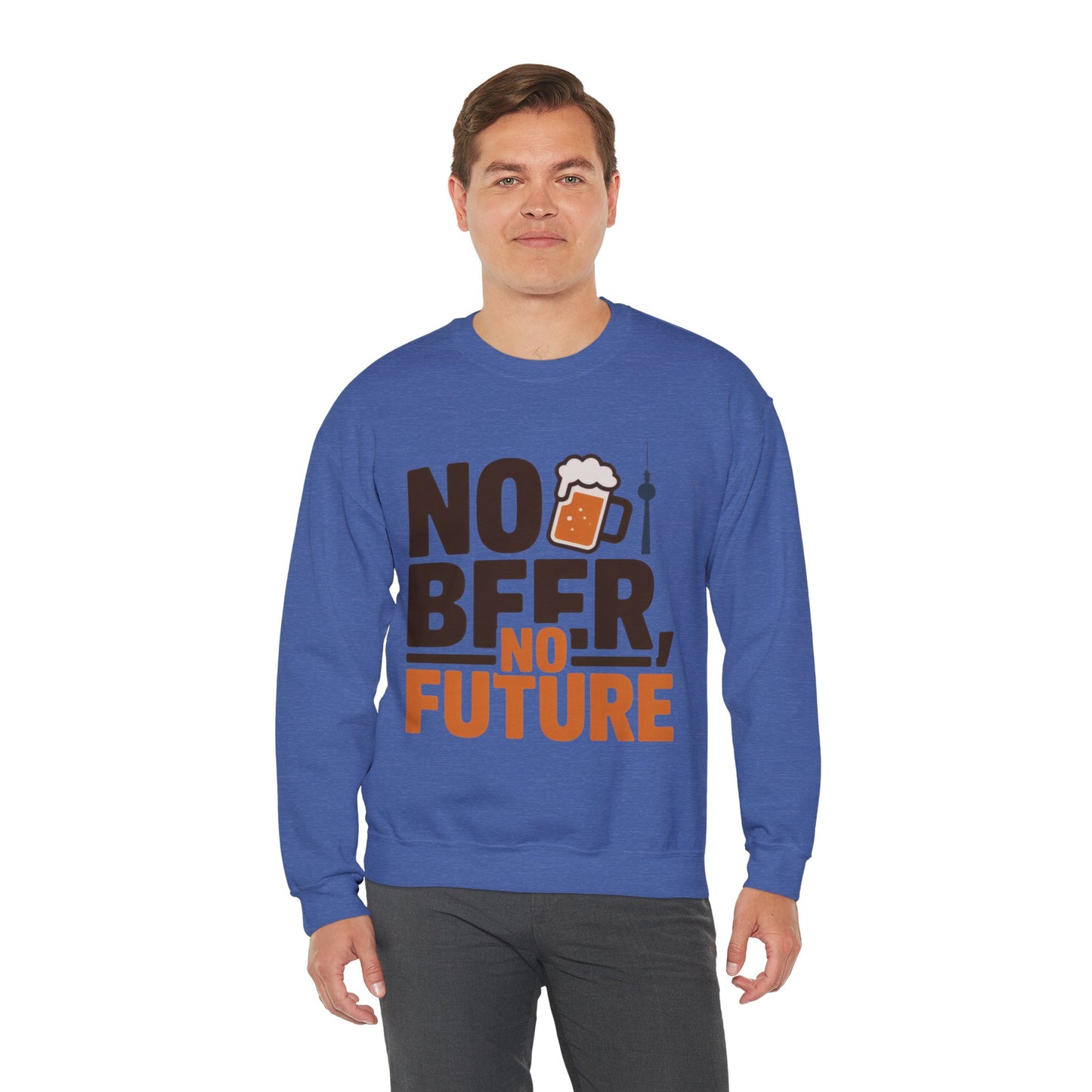 Mens Heavy Blend™ Crewneck Sweatshirt, No Beer No Future Funny Beer Mens Sweatshirt