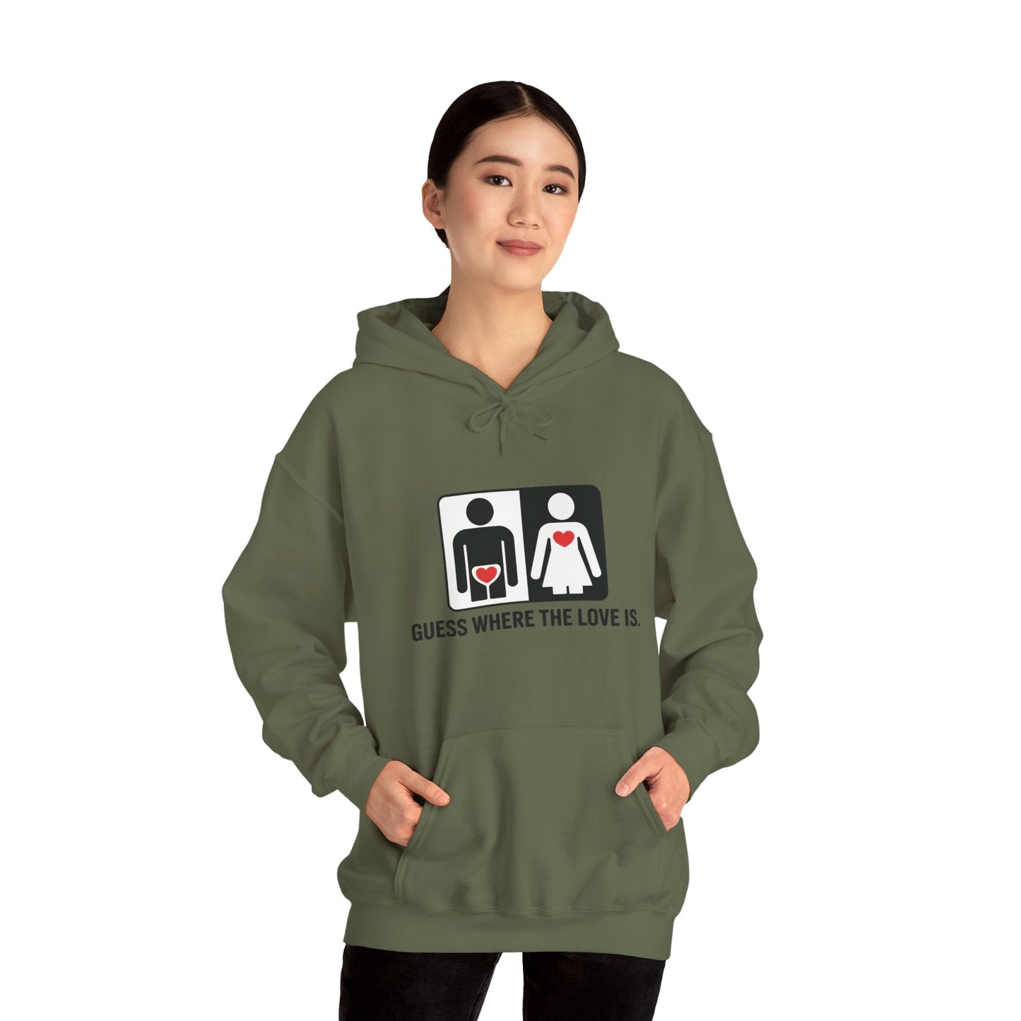 Guess Where the Love Is Hoodie, Cute Couples Hoodie, Valentines Day Gift, Matching Outfits, Witty Relationship Hoodie, Love Joke Graphic