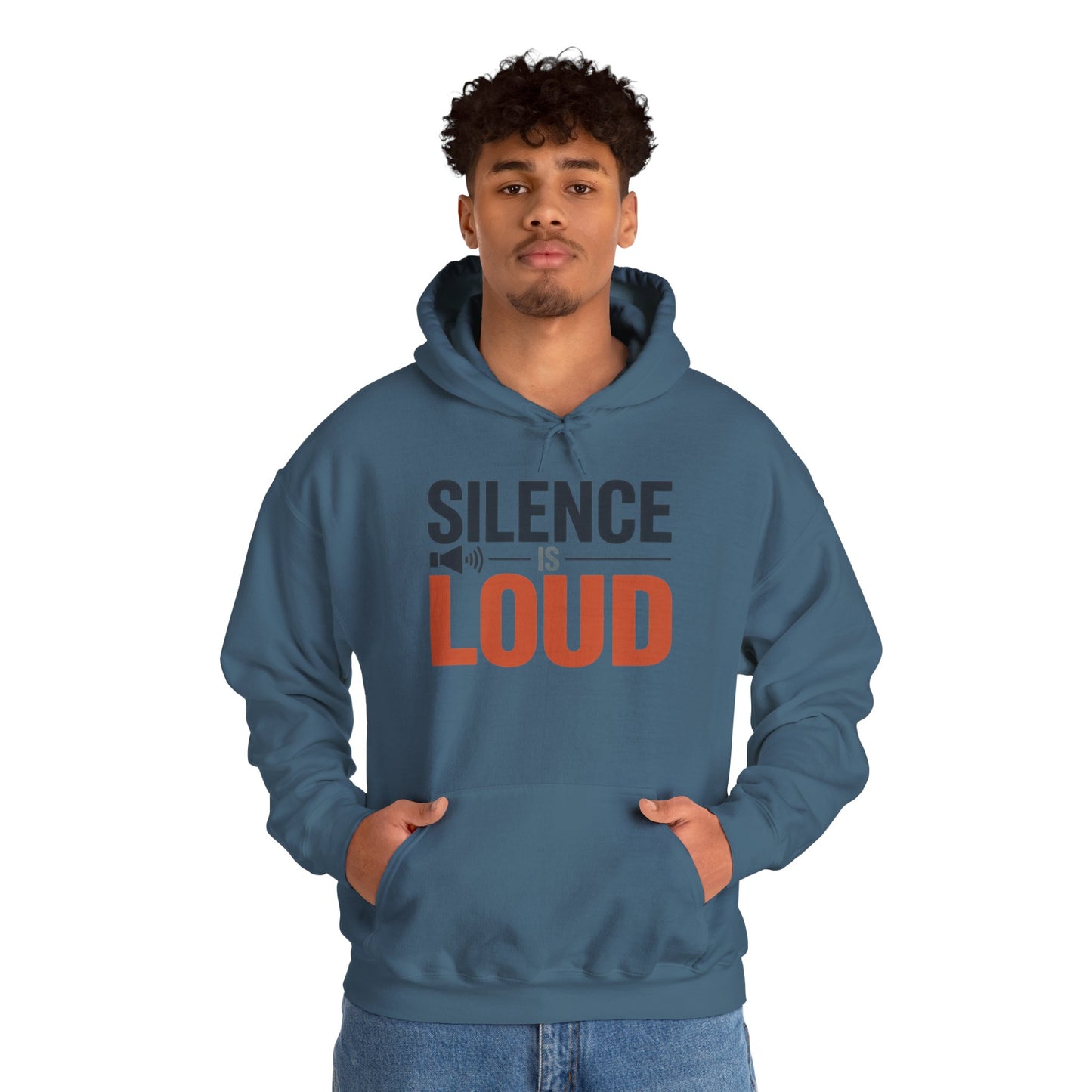Mens Heavy Blend™ Hooded Sweatshirt, Silence Is Loud Graphic Motivational Mens Hoodie