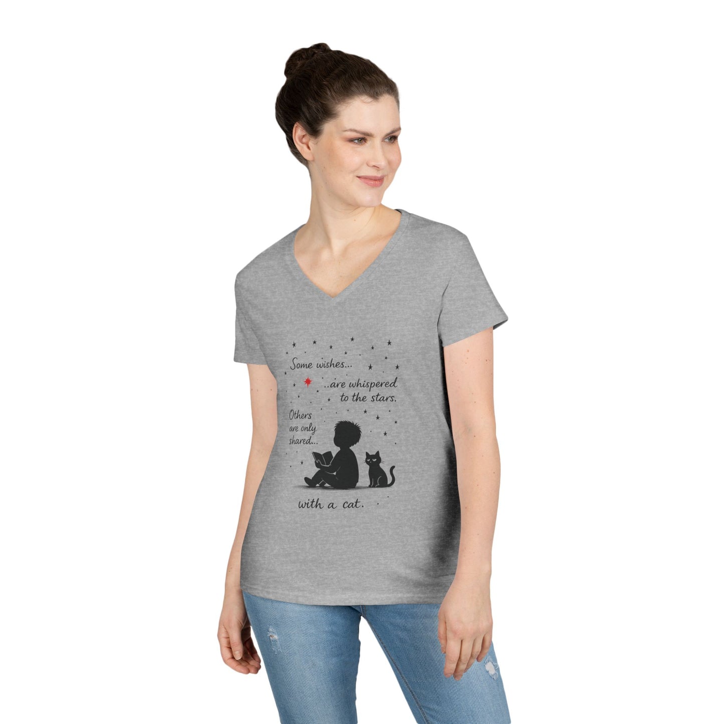Whimsical Cat Lovers' V-Neck T-Shirt - Perfect Gift for Cat Enthusiasts, Animal Lovers, Birthday, and Pet Owners