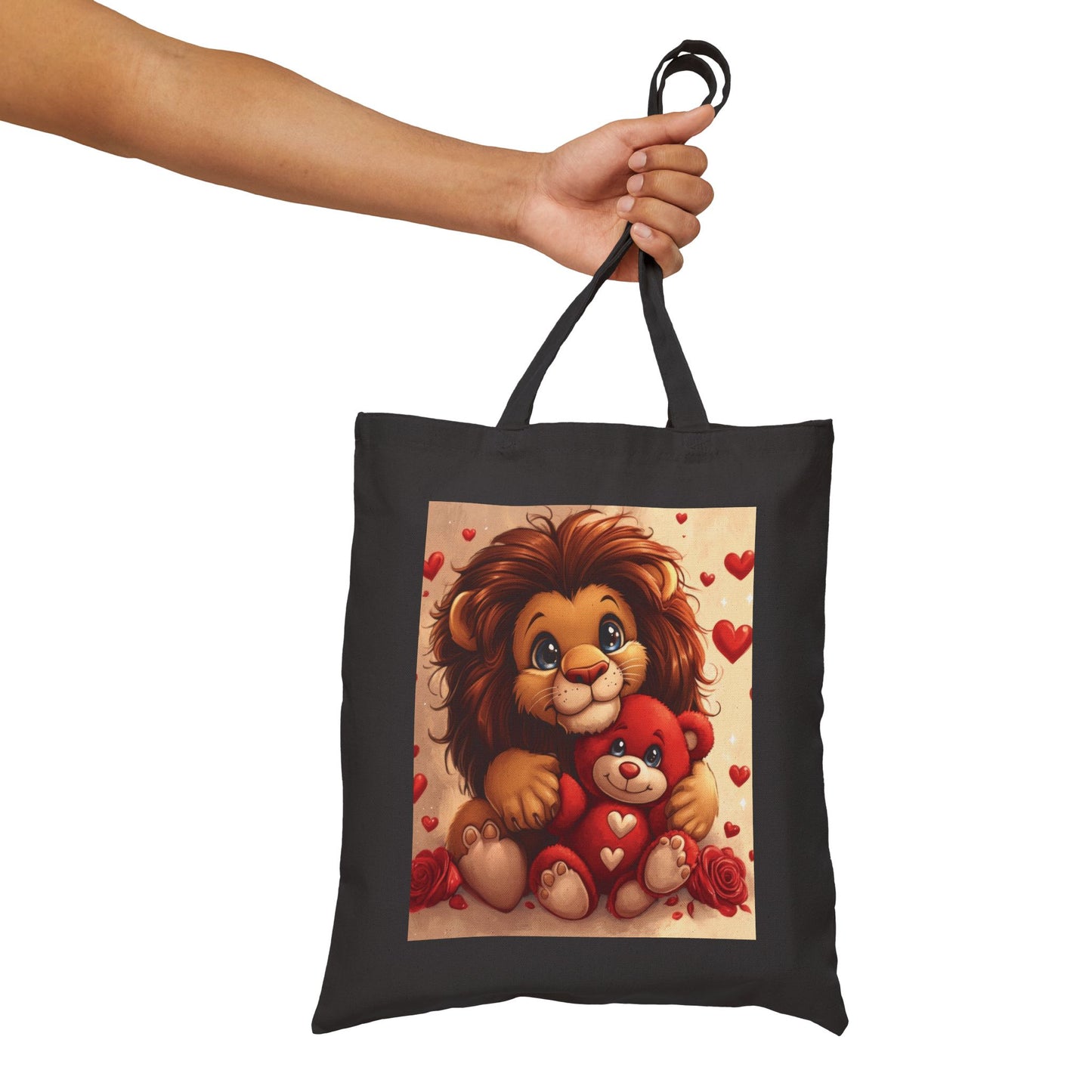 Adorable Lion & Teddy Bear Tote Bag, Cute Gift for Kids, Nursery Decor, Valentine's Day, Eco-Friendly Shopping Bag