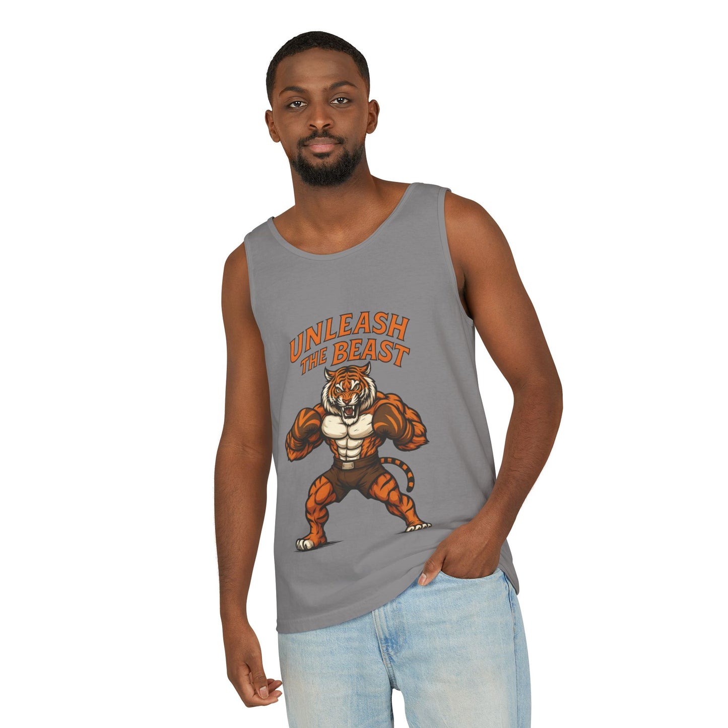 Unleash The Beast Tiger Gym Tank Top - Mens Workout Muscle Tank, Fitness Motivation Sleeveless Shirt, Bodybuilding Top, Strong Beast Gym Top
