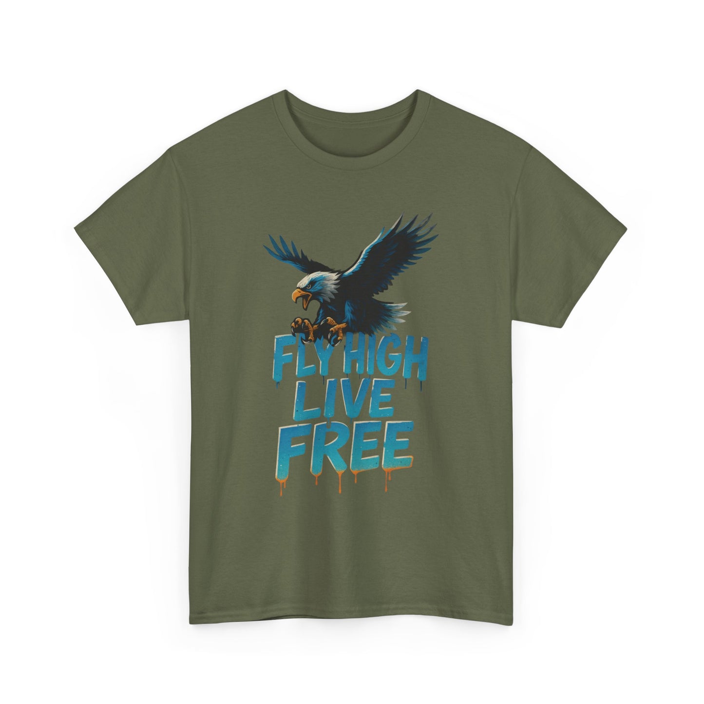 Fly High Live Free Eagle Graphic Mens T-Shirt, Eagle Tee, Fly Free Tee, Wild Flight