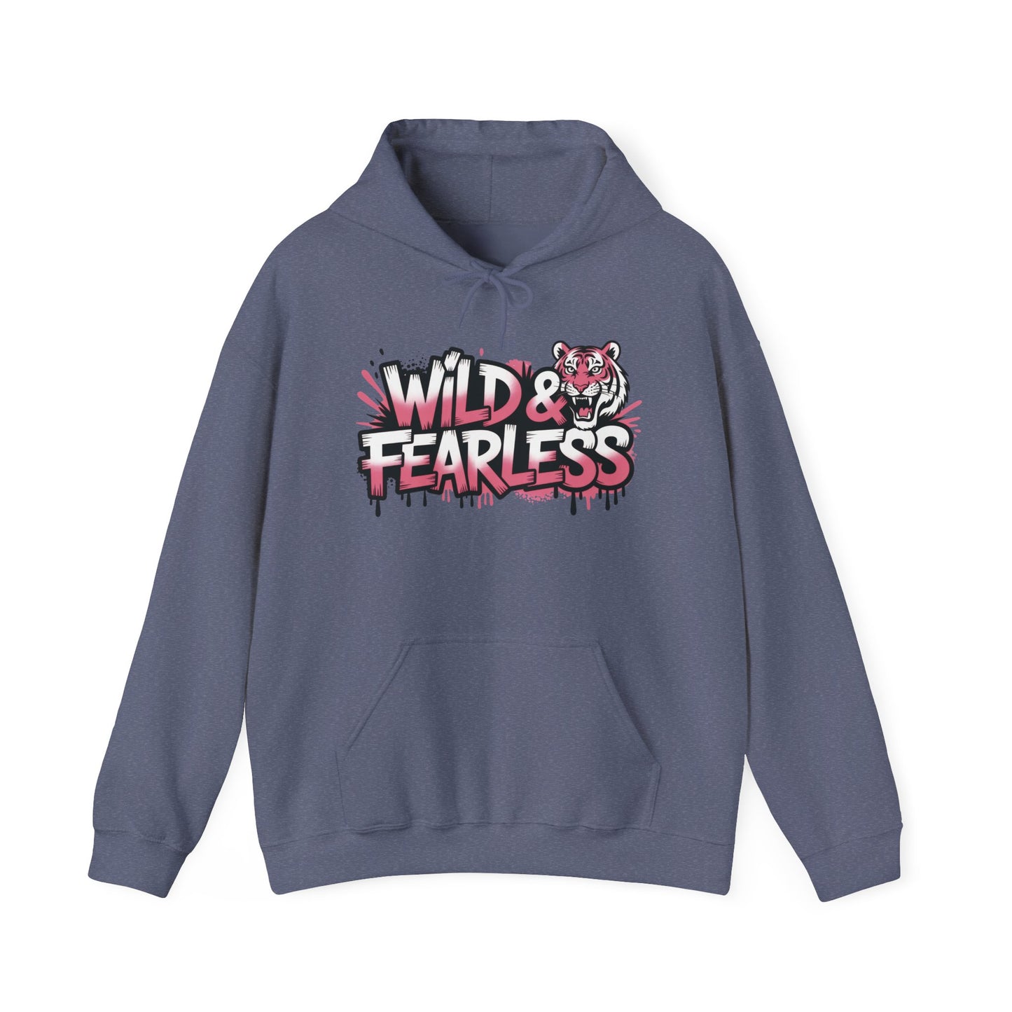 Women's Hoodie Wild & Fearless, Tiger Graffiti Graphic Pullover, Bold Urban Streetwear Hoodie