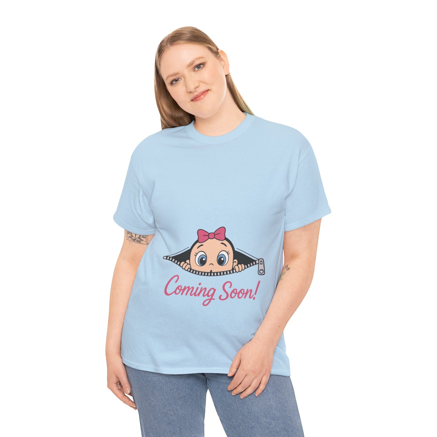 Coming Soon Maternity T-Shirt, Cute Baby Girl Pregnancy Announcement Shirt, Expecting Mom Gift, Gender Reveal Tee, Baby Shower Gift