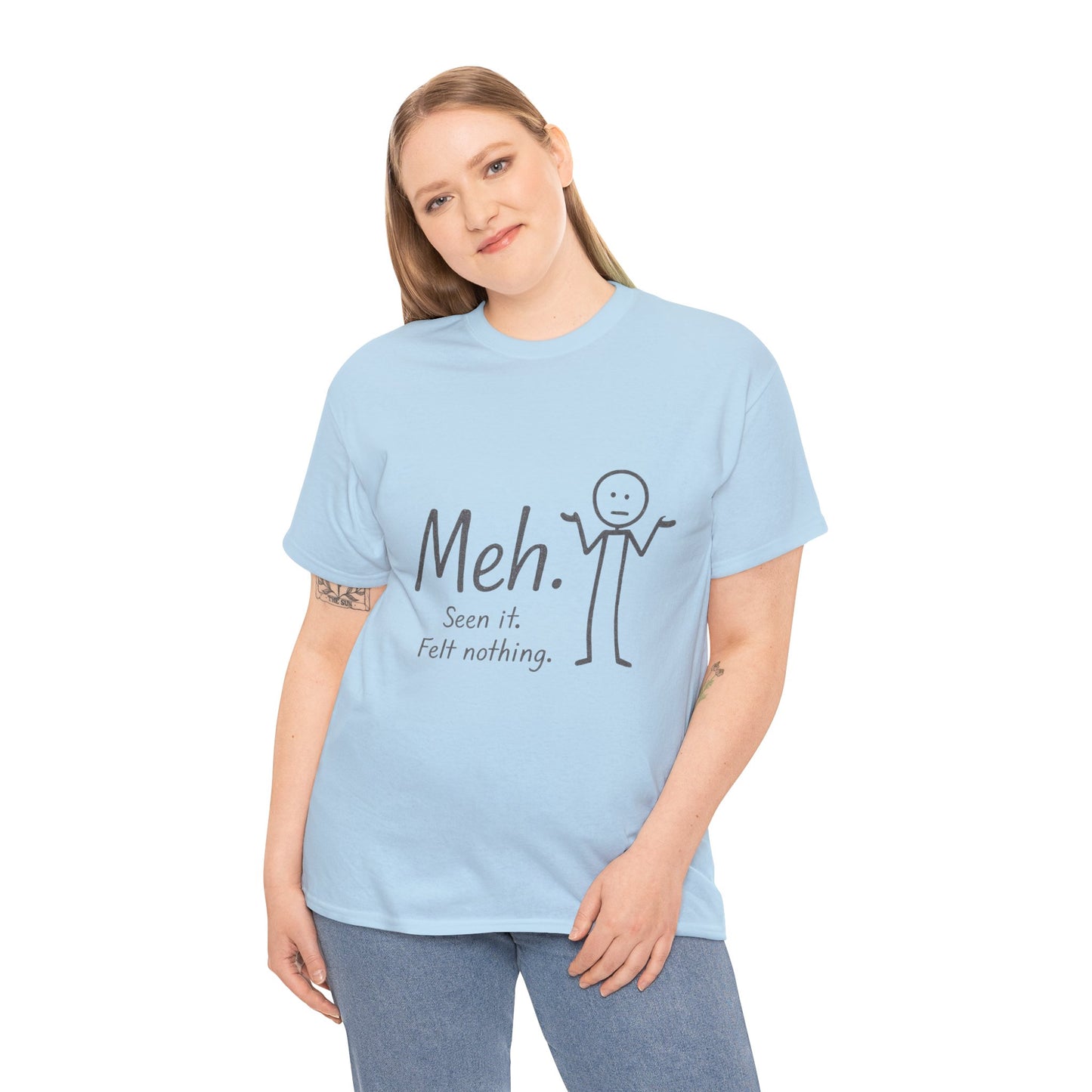 Funny Women's Heavy Cotton Tee, 'Meh' Graphic Shirt, Perfect Gift for Sarcastic Friends, Casual Wear, Birthdays, Everyday Humor, Comfy Tee