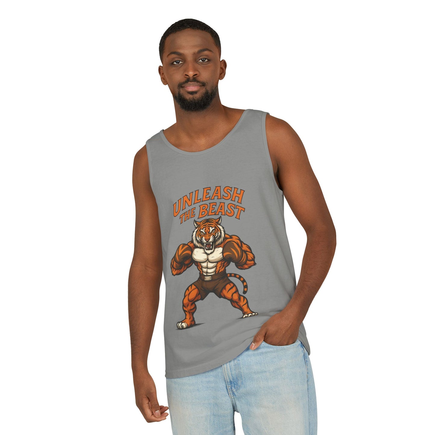 Unleash The Beast Tiger Gym Tank Top - Mens Workout Muscle Tank, Fitness Motivation Sleeveless Shirt, Bodybuilding Top, Strong Beast Gym Top