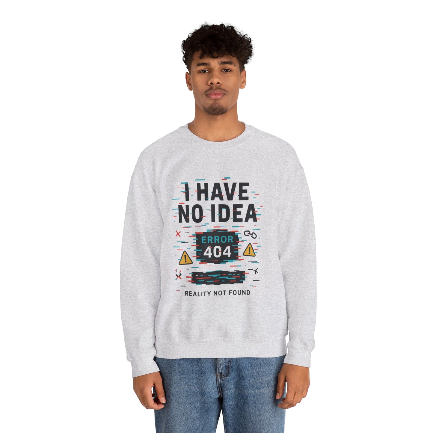 Error 404 Humor Crewneck Sweatshirt, Comfy Unisex Oversized Sweater, Fun Casual Wear, Tech Lover Gift, Everyday Loungewear