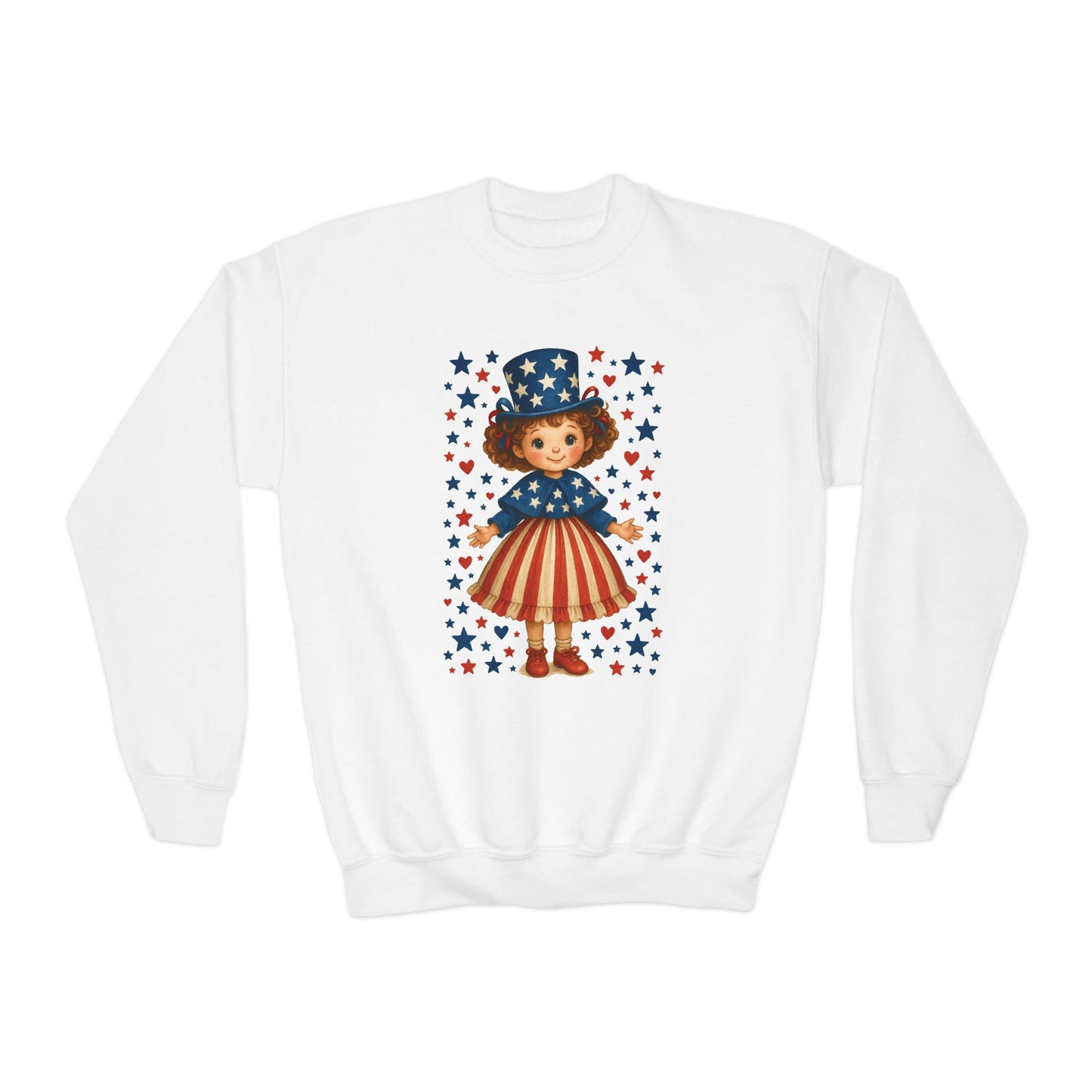 Youth Patriotic Crewneck Sweatshirt, Kids American Flag Sweatshirt, 4th of July, Independence Day Gift, Stars and Stripes