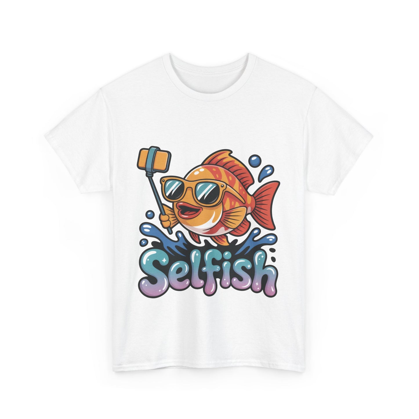 Funny Selfie Fish Graphic Womens T-Shirt, Playful Pun Gift for Her, Summer Vibes, Unique Beach Shirt, Outdoor Adventures