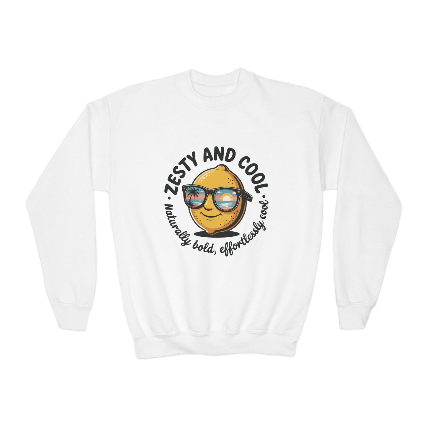 Zesty and Cool Youth Crewneck Sweatshirt, Casual Kidswear, Trendy Youth Fashion, Gift for Birthdays, Fun Daily Wear, Summer Vibes