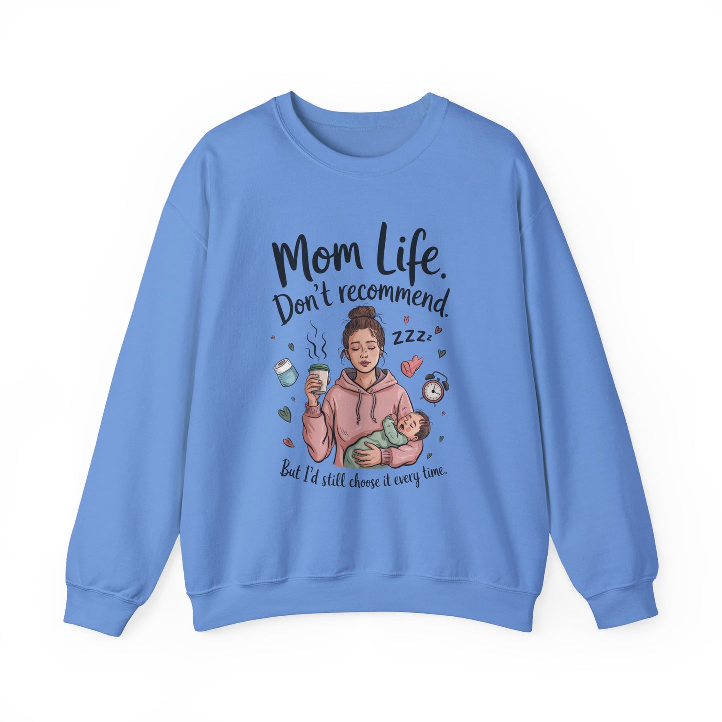 Mom Life Crewneck Sweatshirt, New Mom Gift, Cozy Everyday Wear, Funny Parent Apparel, Tired Mama Humor Tee