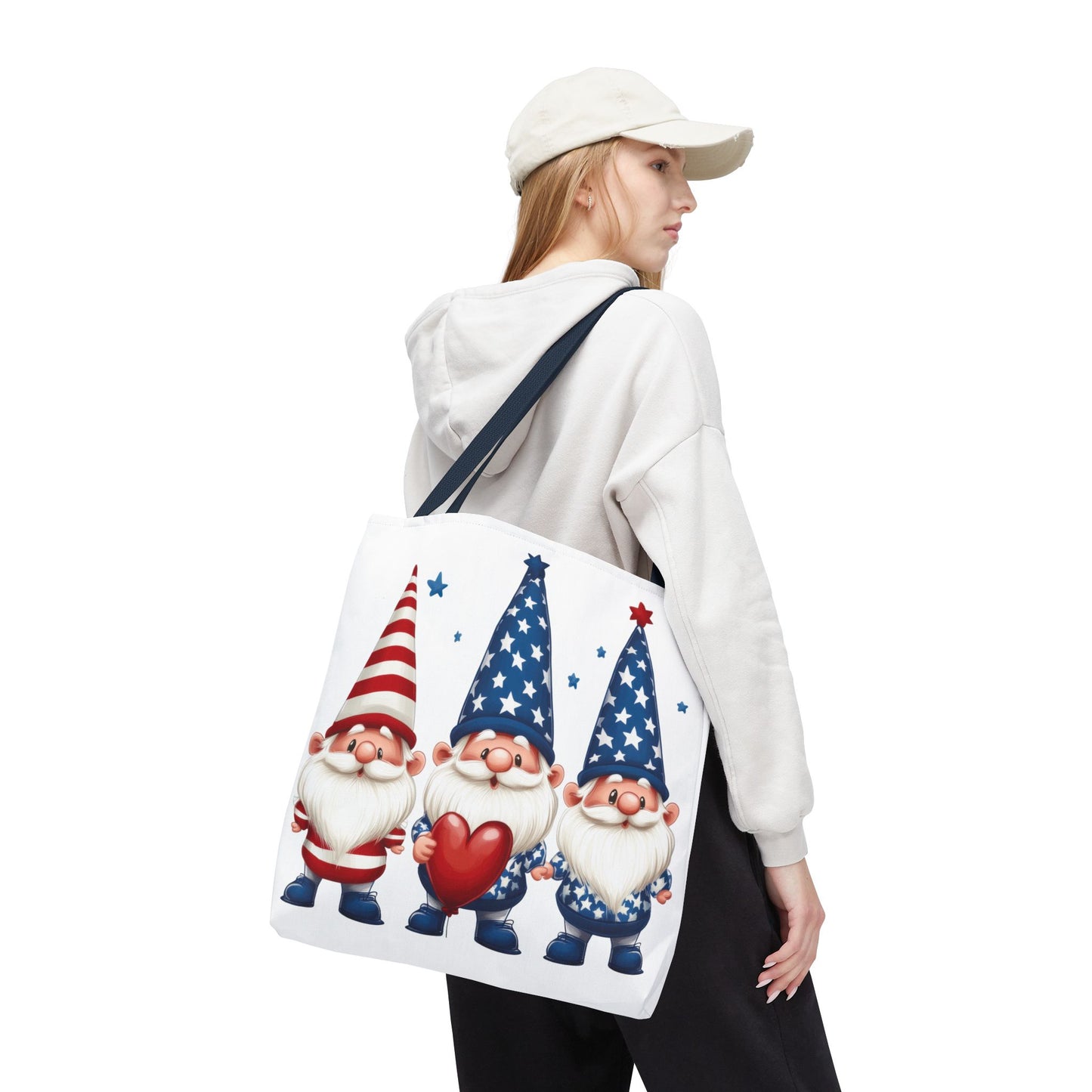 Patriotic Gnome Tote Bag, Stars and Stripes Reusable Grocery Bag, Cute Gnome Summer Bag, Holiday Gift Tote, Eco-Friendly Shopping Bag