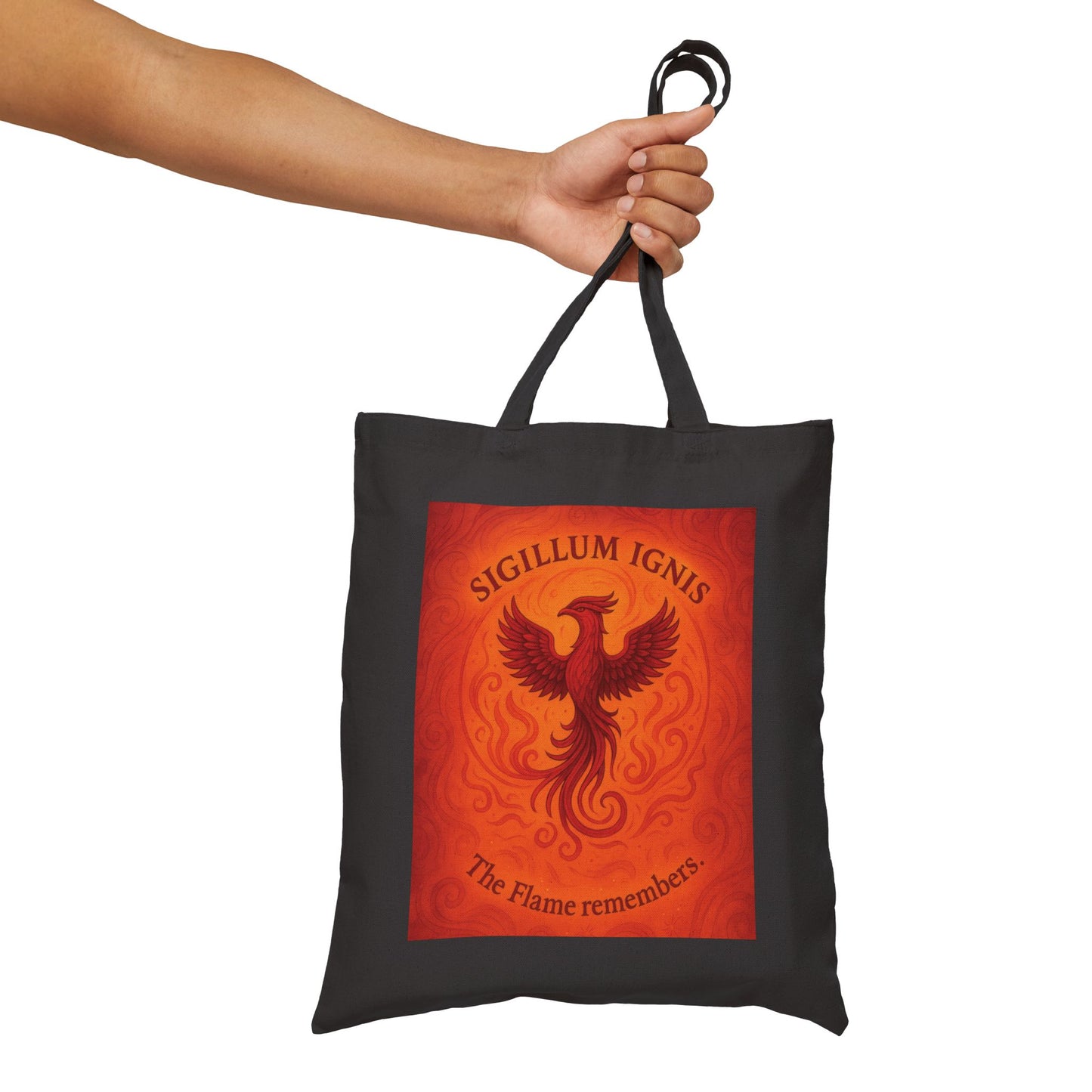 Phoenix Fire Element Tote Bag, Sigillum Ignis Mandala, The Flame Remembers, Four Elements Series Canvas Bag, Boho Bag