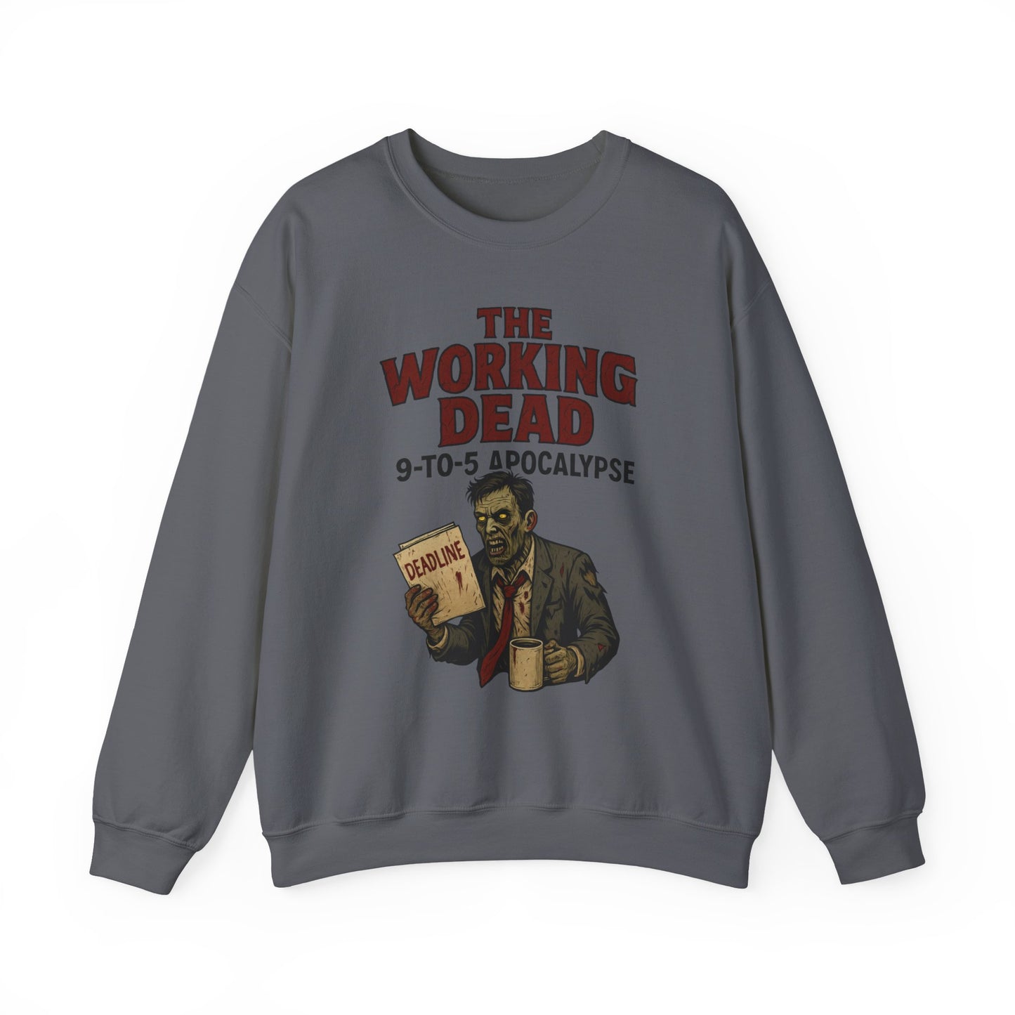 Men's The Working Dead 9-to-5 Apocalypse Sweatshirt, Funny Office Zombie Horror Pullover, Halloween Zombie Work Top